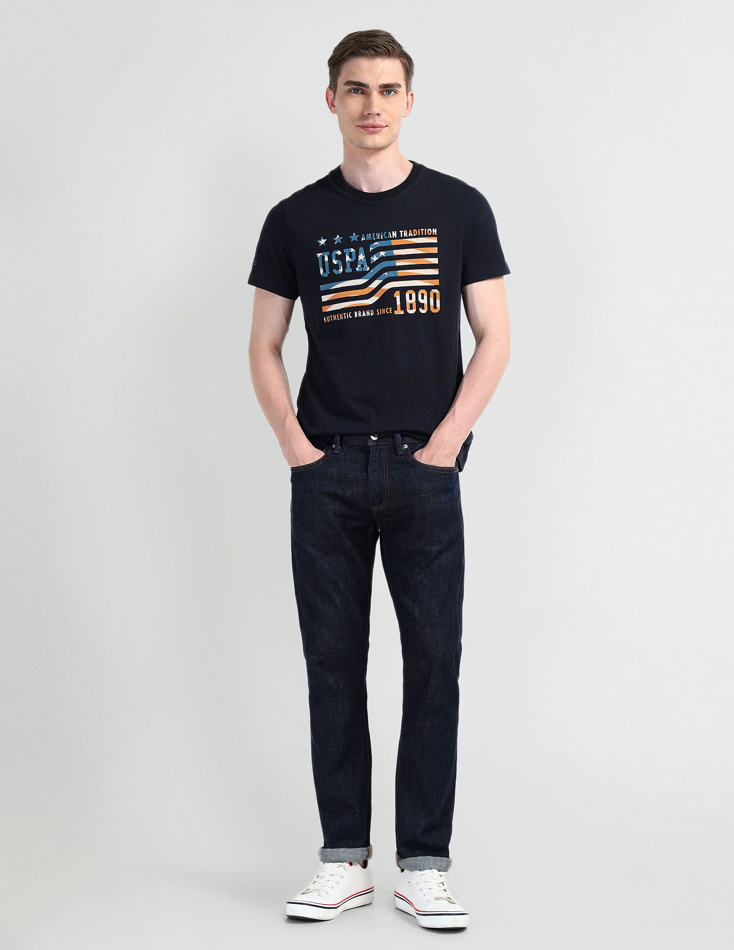 U.S. Polo Assn. Denim Co. Brand Printed Cotton T-Shirt