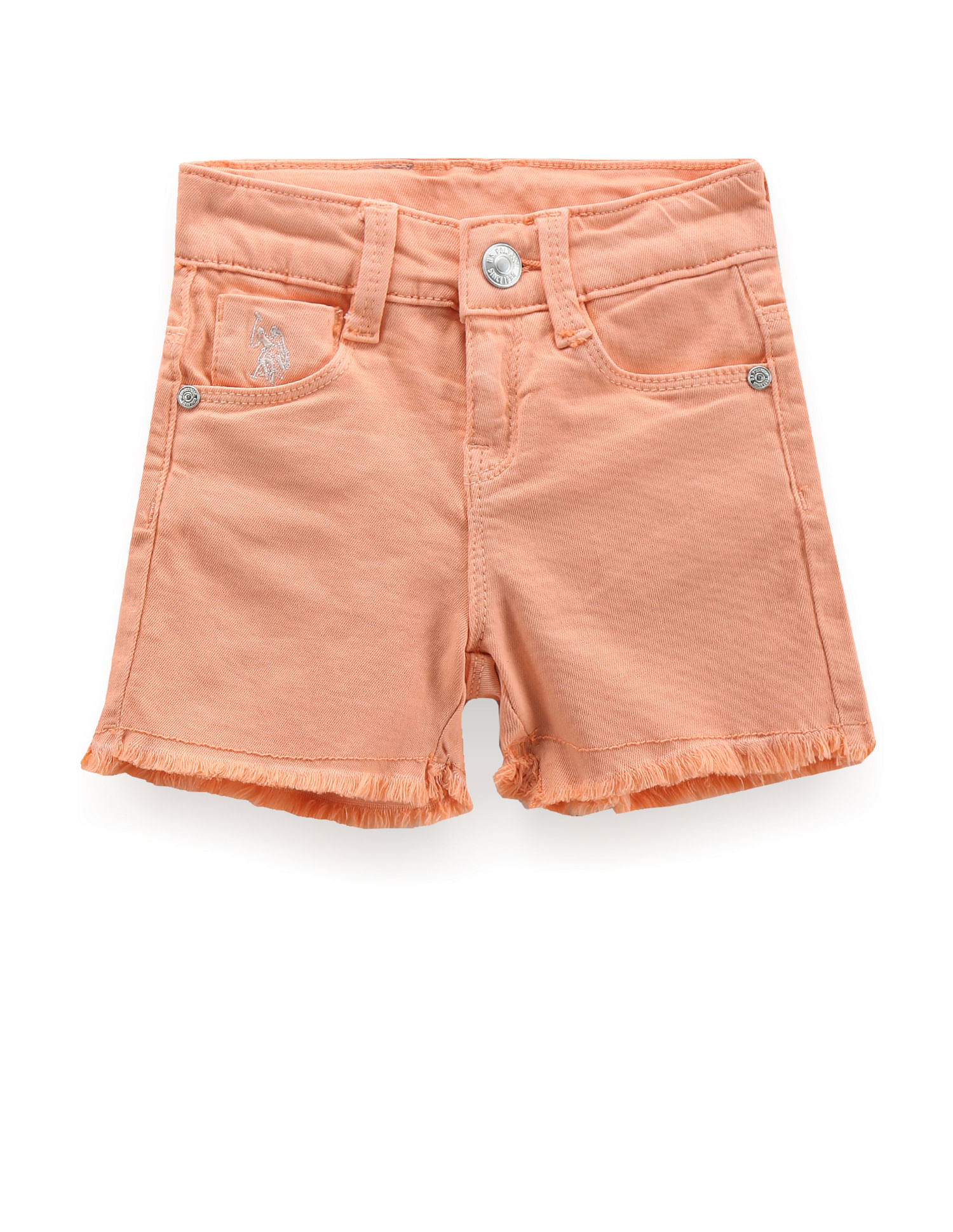 U.S. Polo Assn. Kids Girls Unfinished Hem Solid Shorts