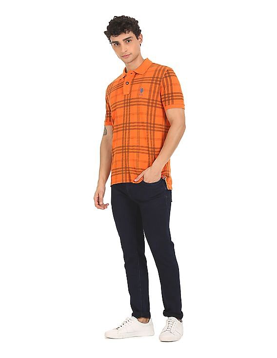 U.S. Polo Assn. Denim Co. Check Cotton Pique Polo Shirt