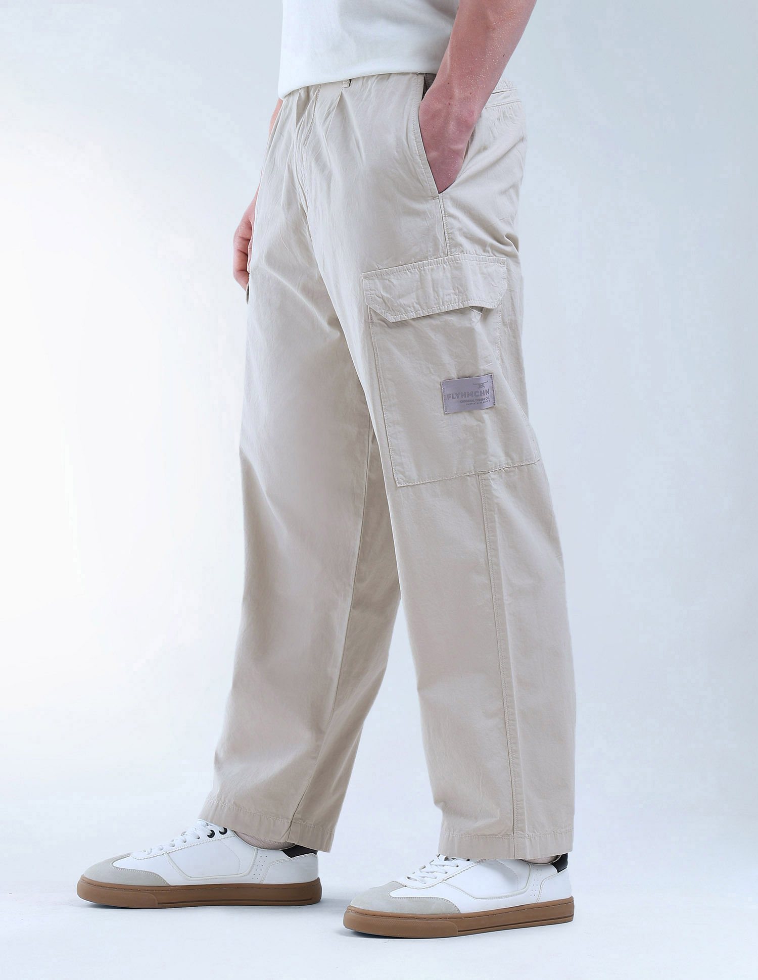 Flying Machine Cobain Loose Fit Pleated Front Cargos