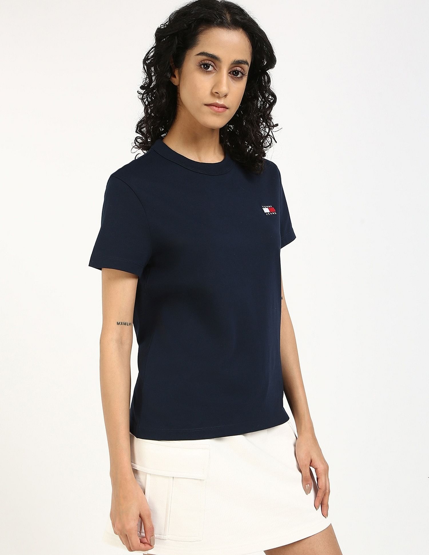 Tommy Hilfiger Womens Blue Solid T-Shirt