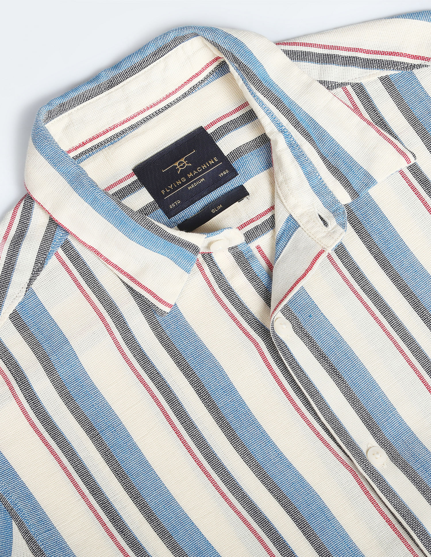 Flying Machine Cotton Slub Striped Shirt