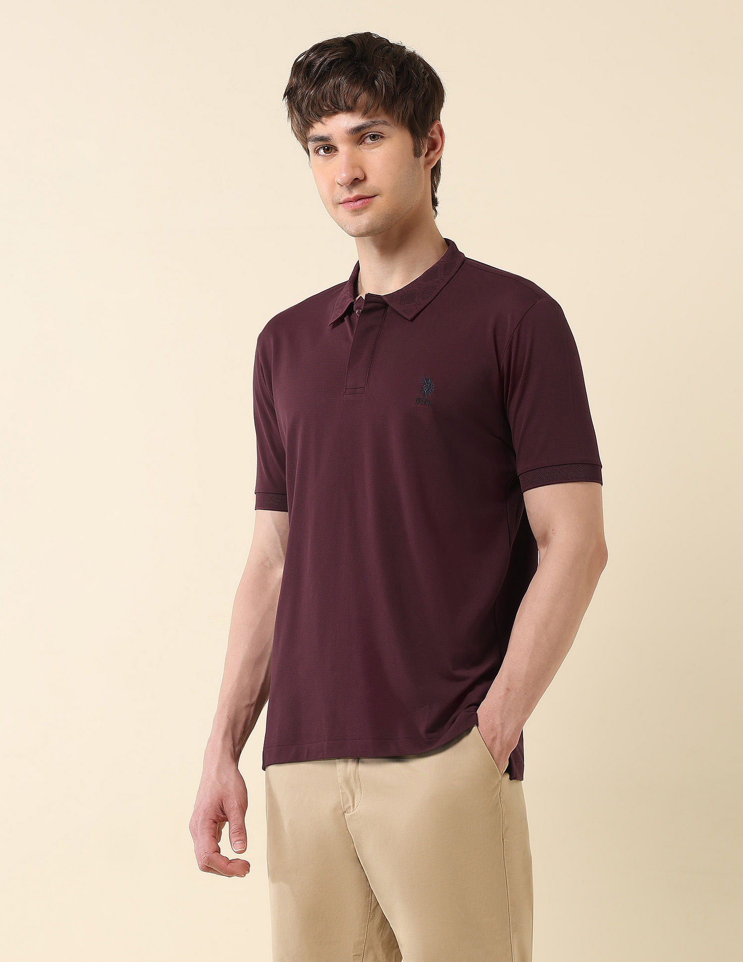 U.S. Polo Assn. Solid Slim Fit Varsity Polo Shirt