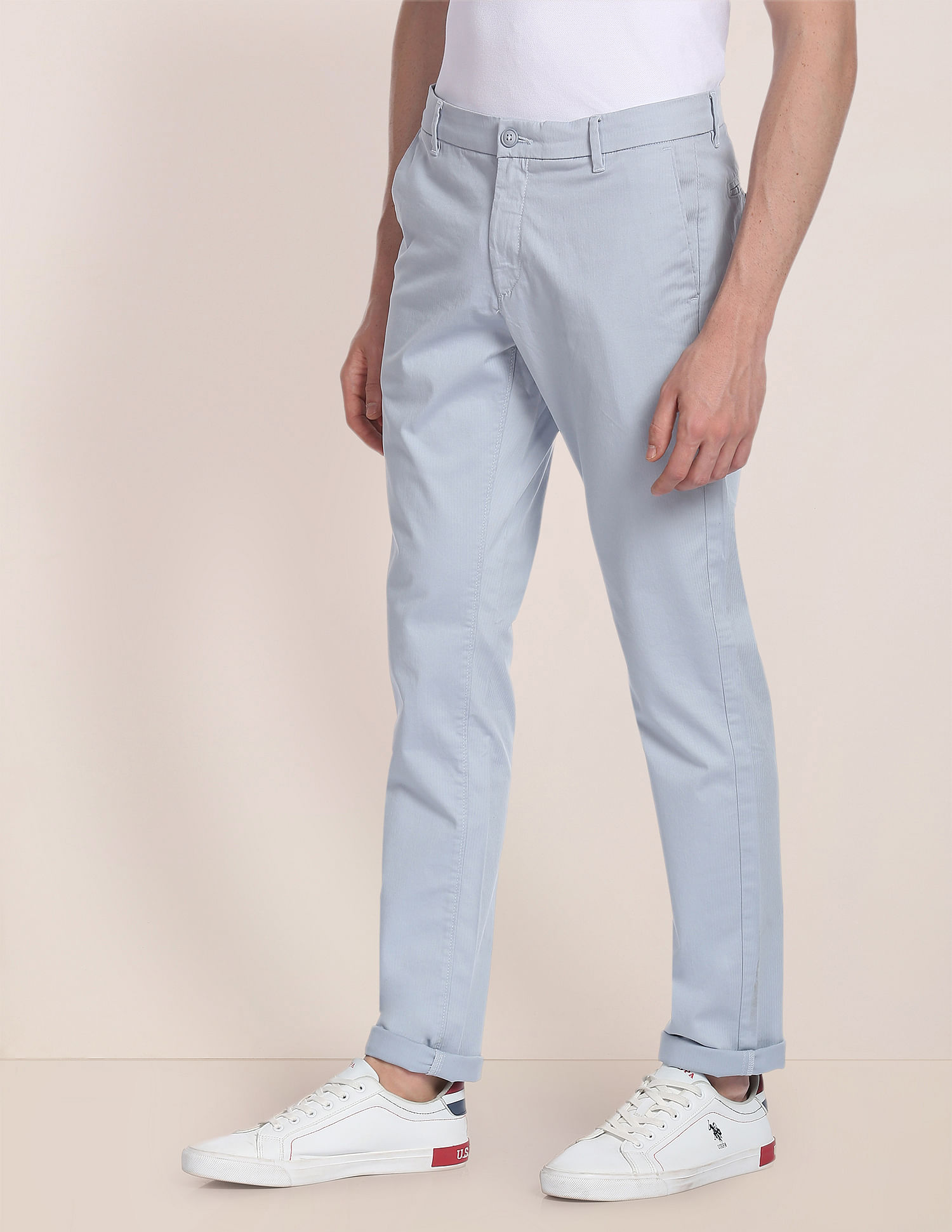 U.S. Polo Assn. Herringbone Textured Casual Trousers