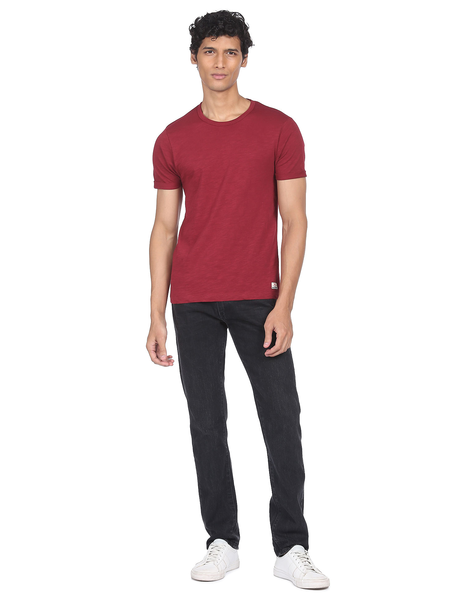 Flying Machine Crew Neck Slub Knit T-Shirt