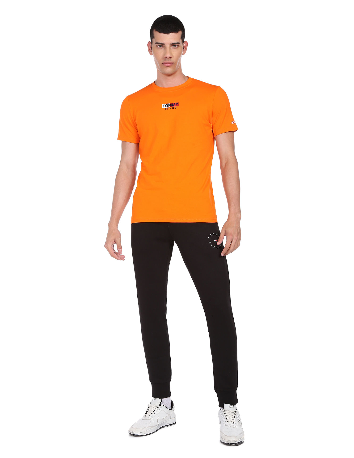 Tommy Hilfiger Men Black Mid Rise Roundall Graphic Sweatpants