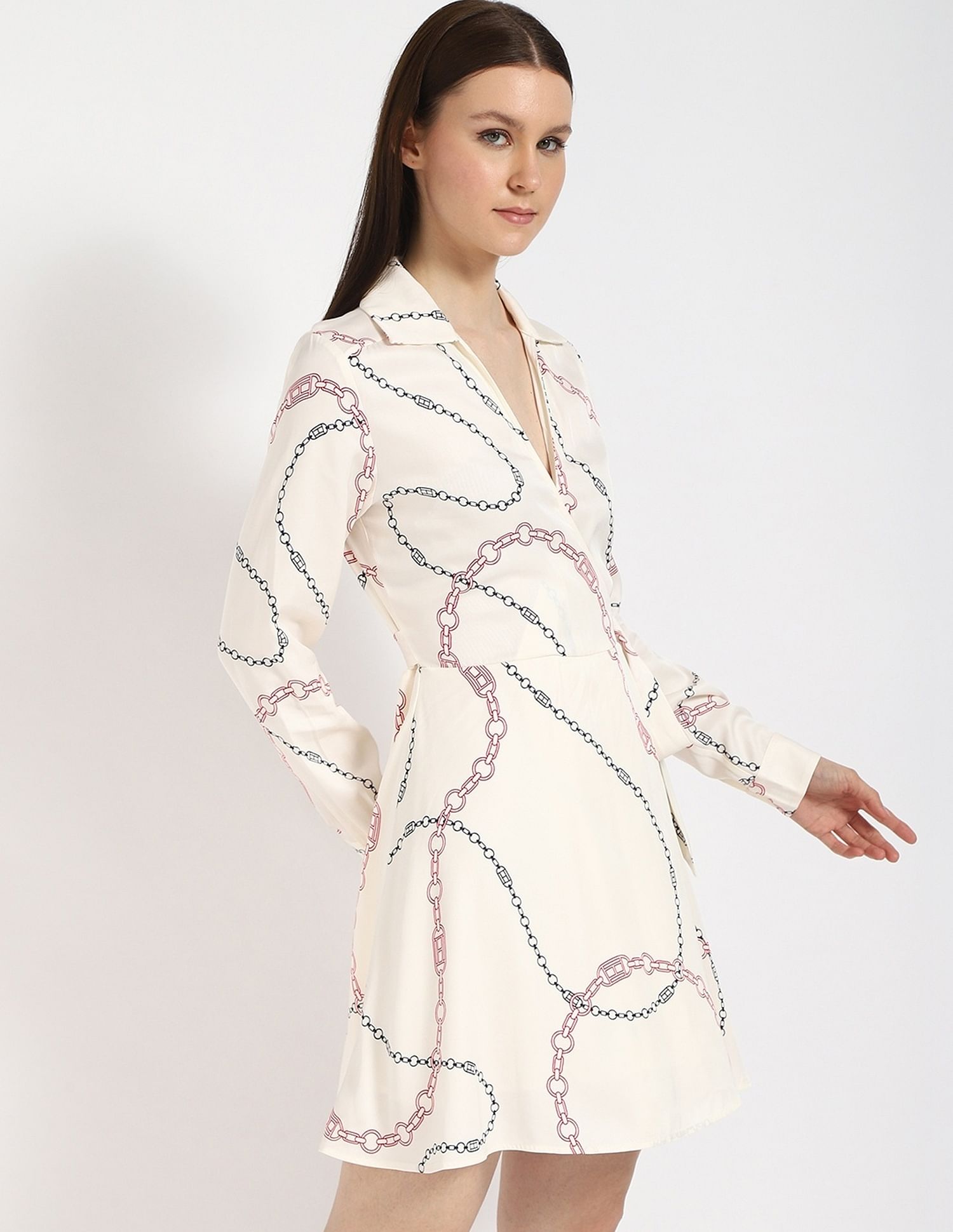 Tommy Hilfiger Viscose Spread Collar Wrap Dress