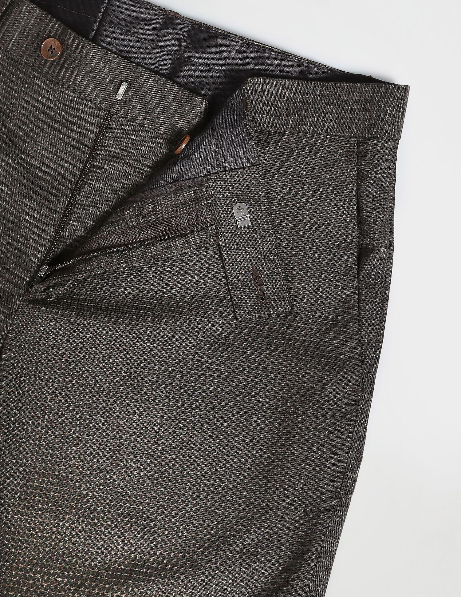 Arrow Hudson Regular Fit Micro Check Formal Trousers