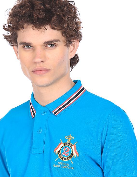 U.S. Polo Assn. Striped Collar Pique Polo Shirt