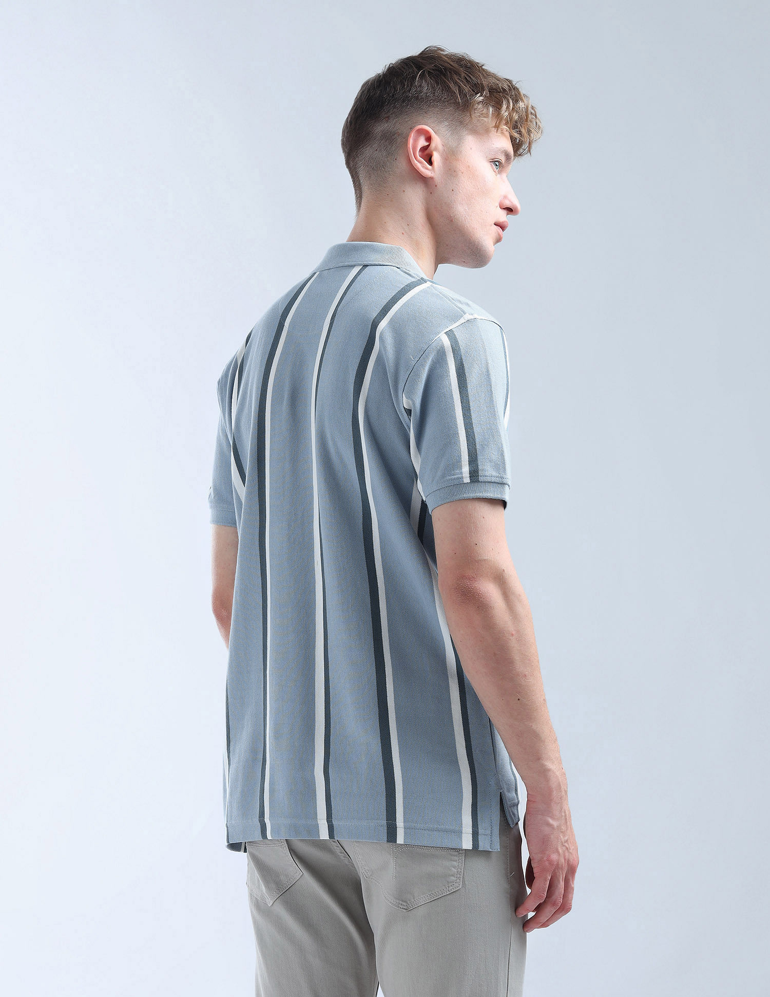 Flying Machine Vertical Striped Digitopia Polo Shirt