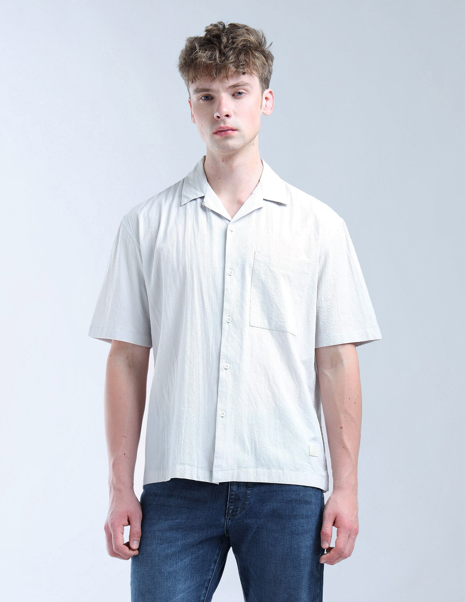Flying Machine Textured Oversized Fit Digitopia Shirt