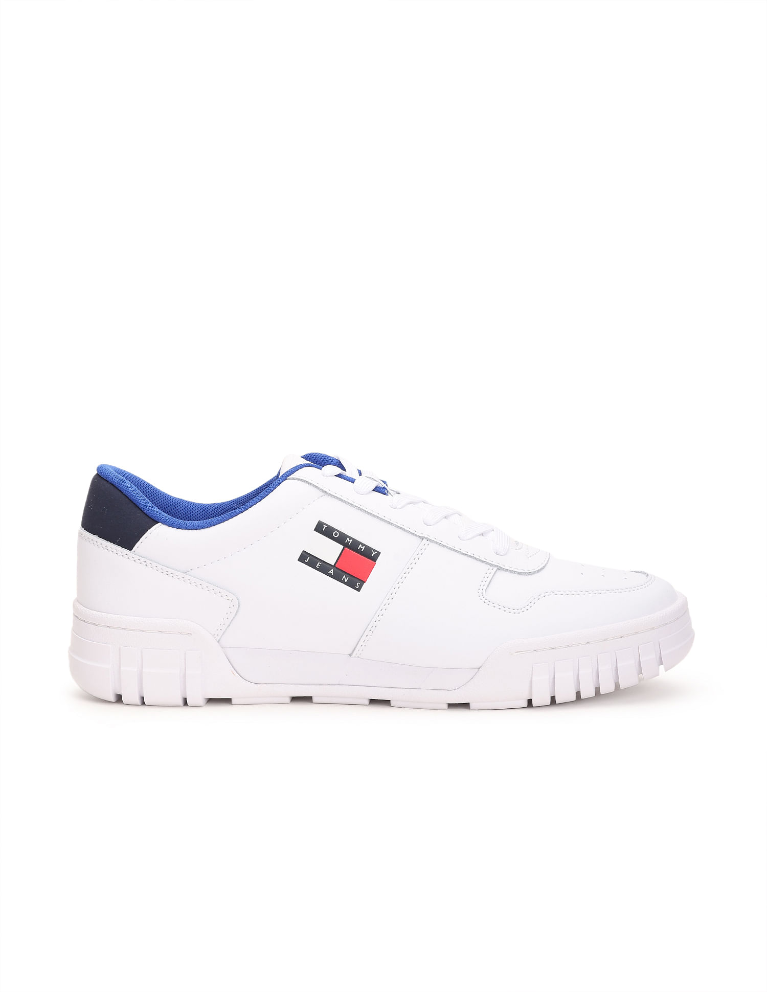 Tommy Hilfiger White Core Cupsole Shoes with Blue Sole