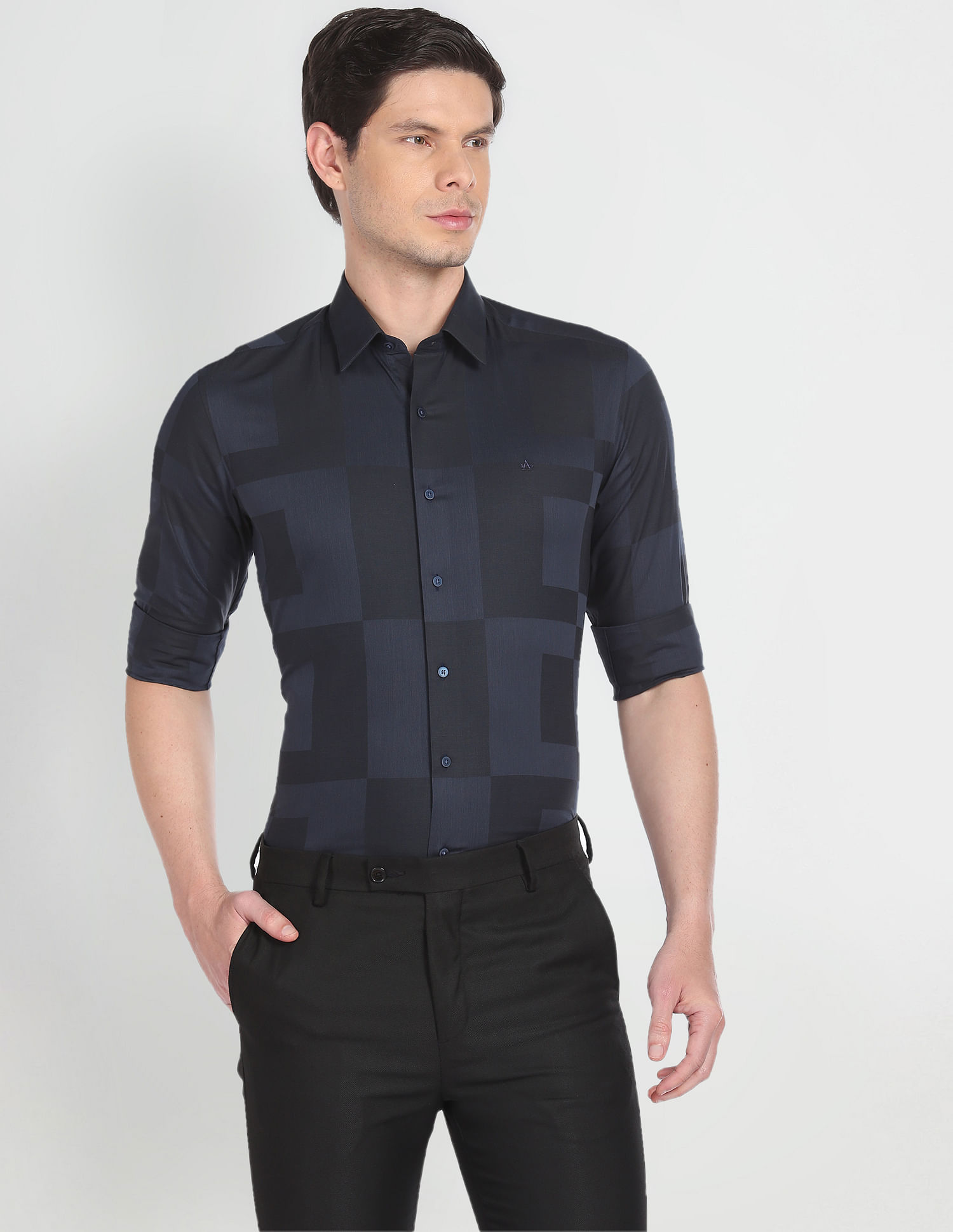 Arrow Newyork Point Collar Patterned Dobby Shirt