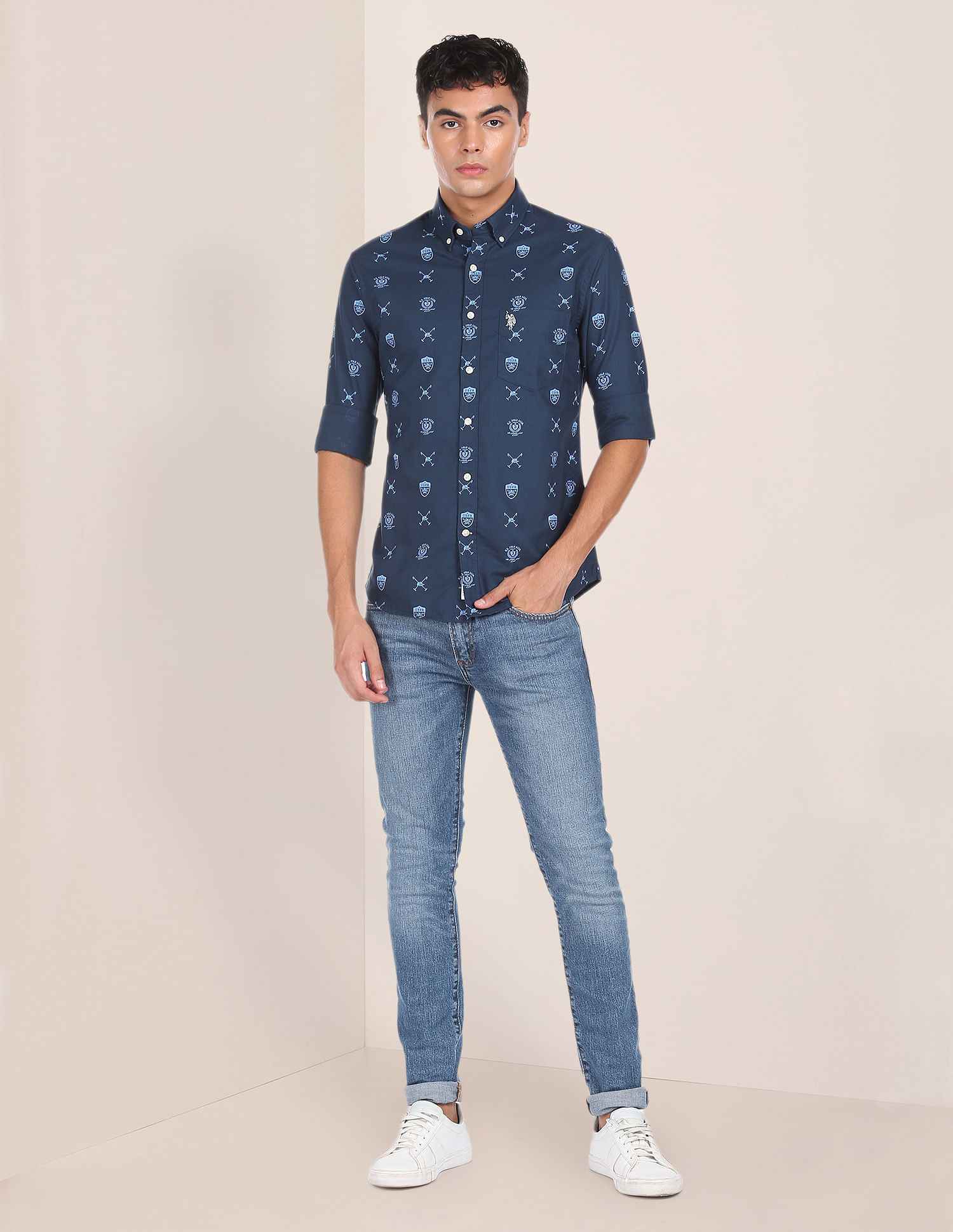 U.S. Polo Assn. Back Pleat Printed Casual Shirt