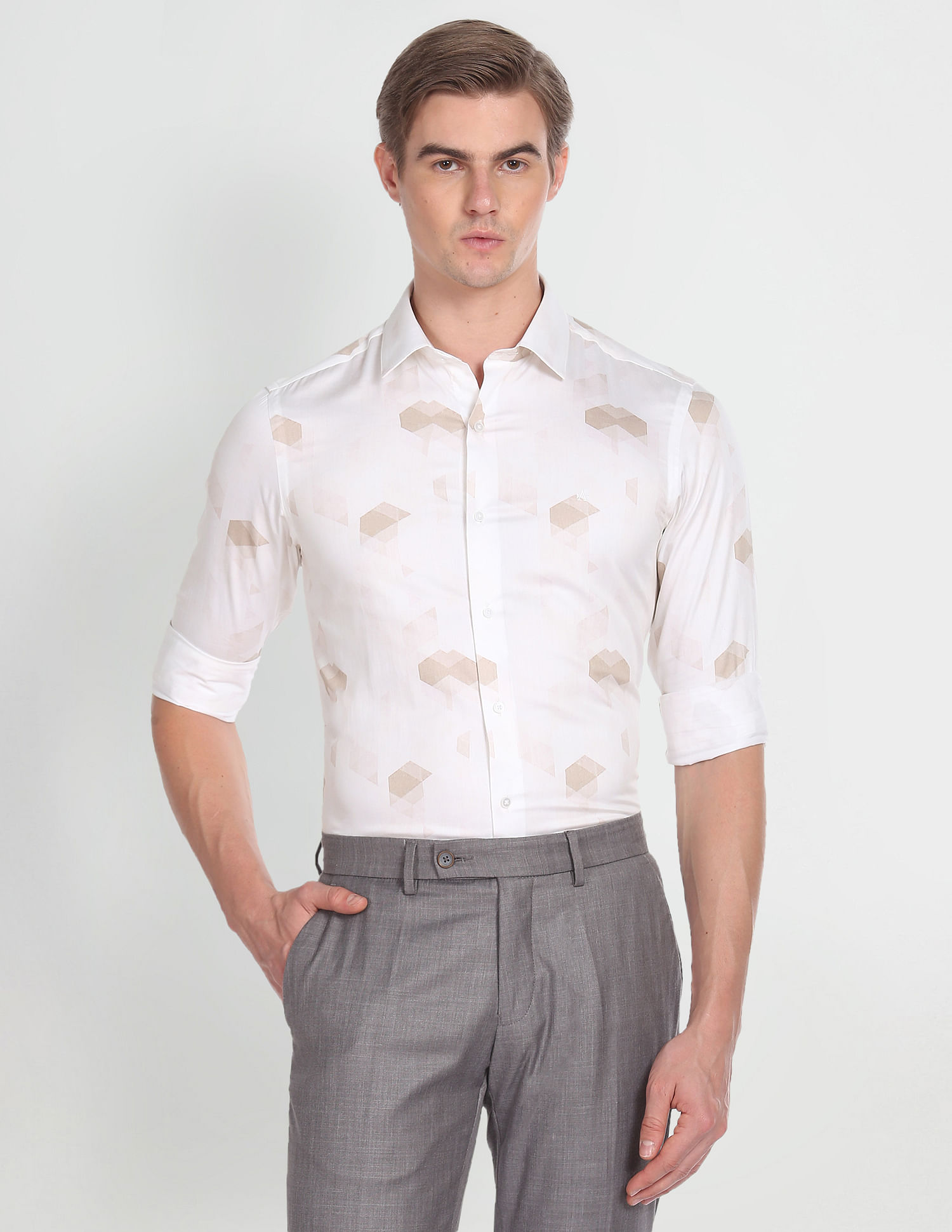 Arrow Newyork Abstract Print Cotton Twill Shirt