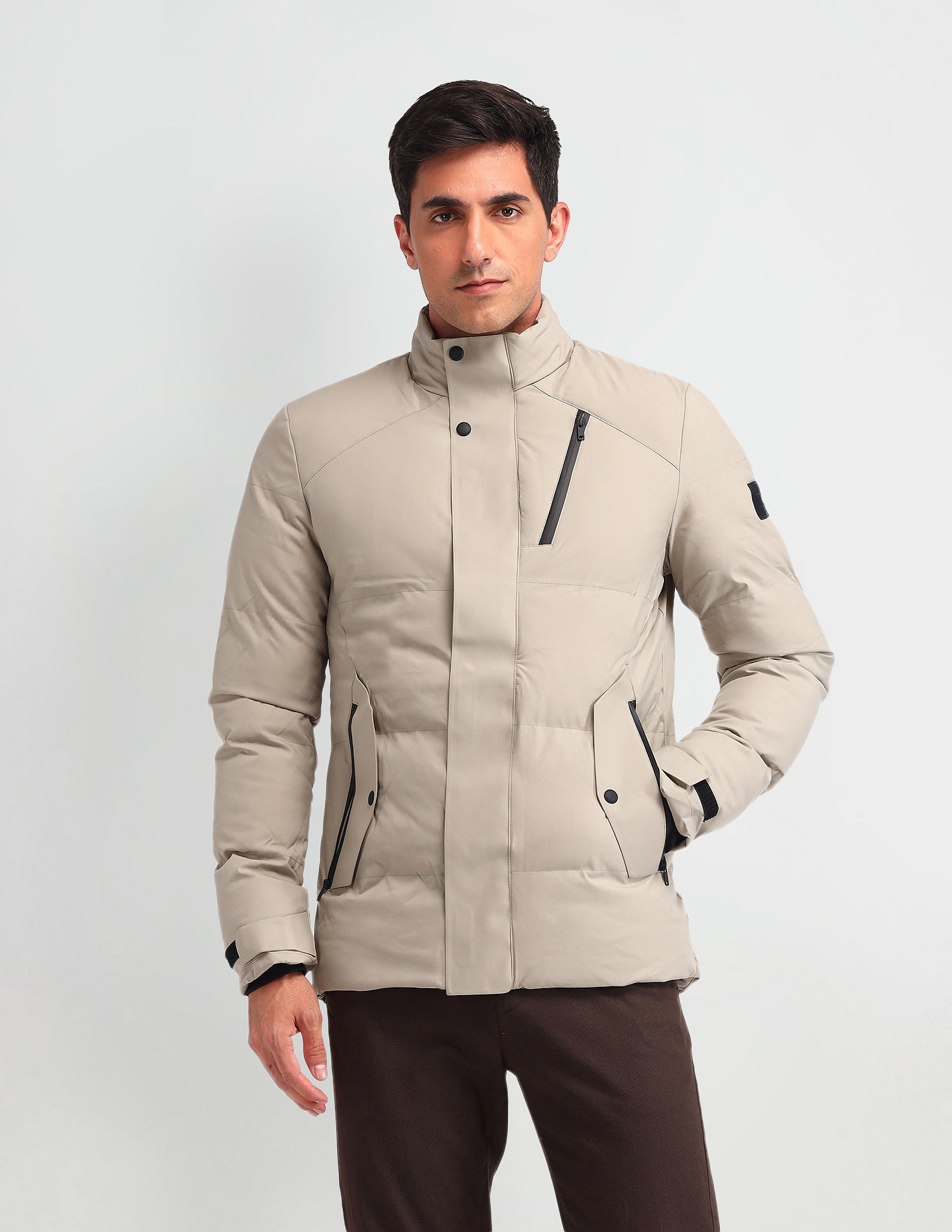 Arrow Sport Colour Blocked Regular Fit Quilted Jacket