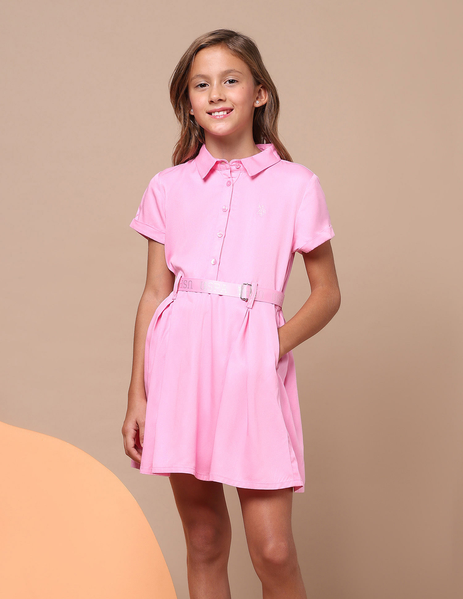 U.S. Polo Assn. Kids Girls Satin Shirt Dress