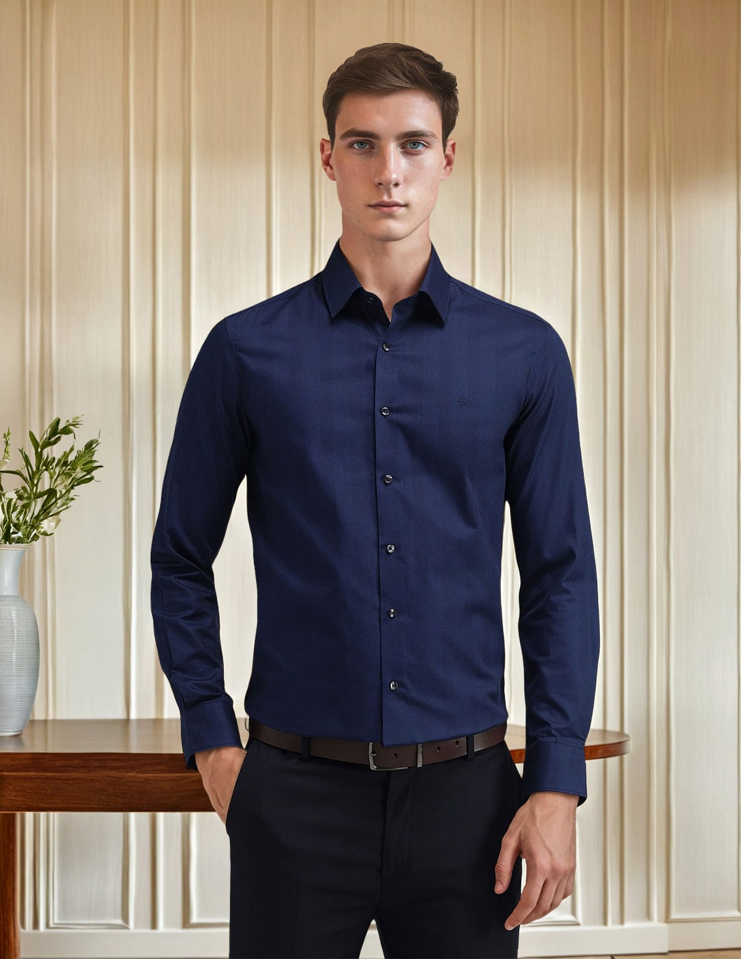 Arrow Manhattan Slim Fit Vertical Striped Shirt