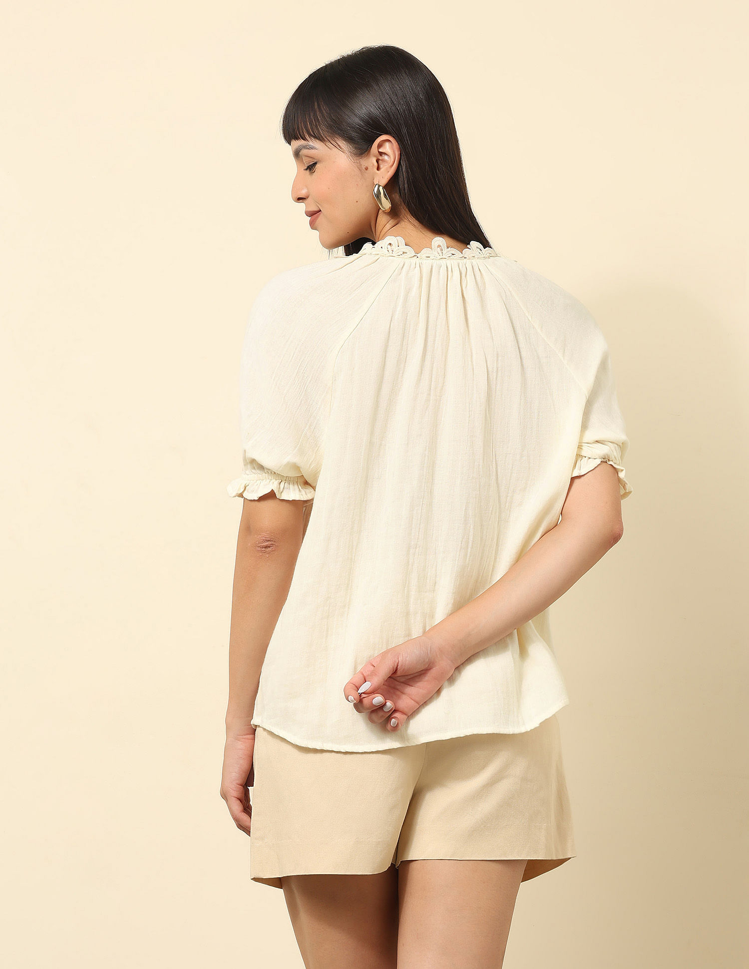U.S. Polo Assn. Women Solid Lace Deatil Top