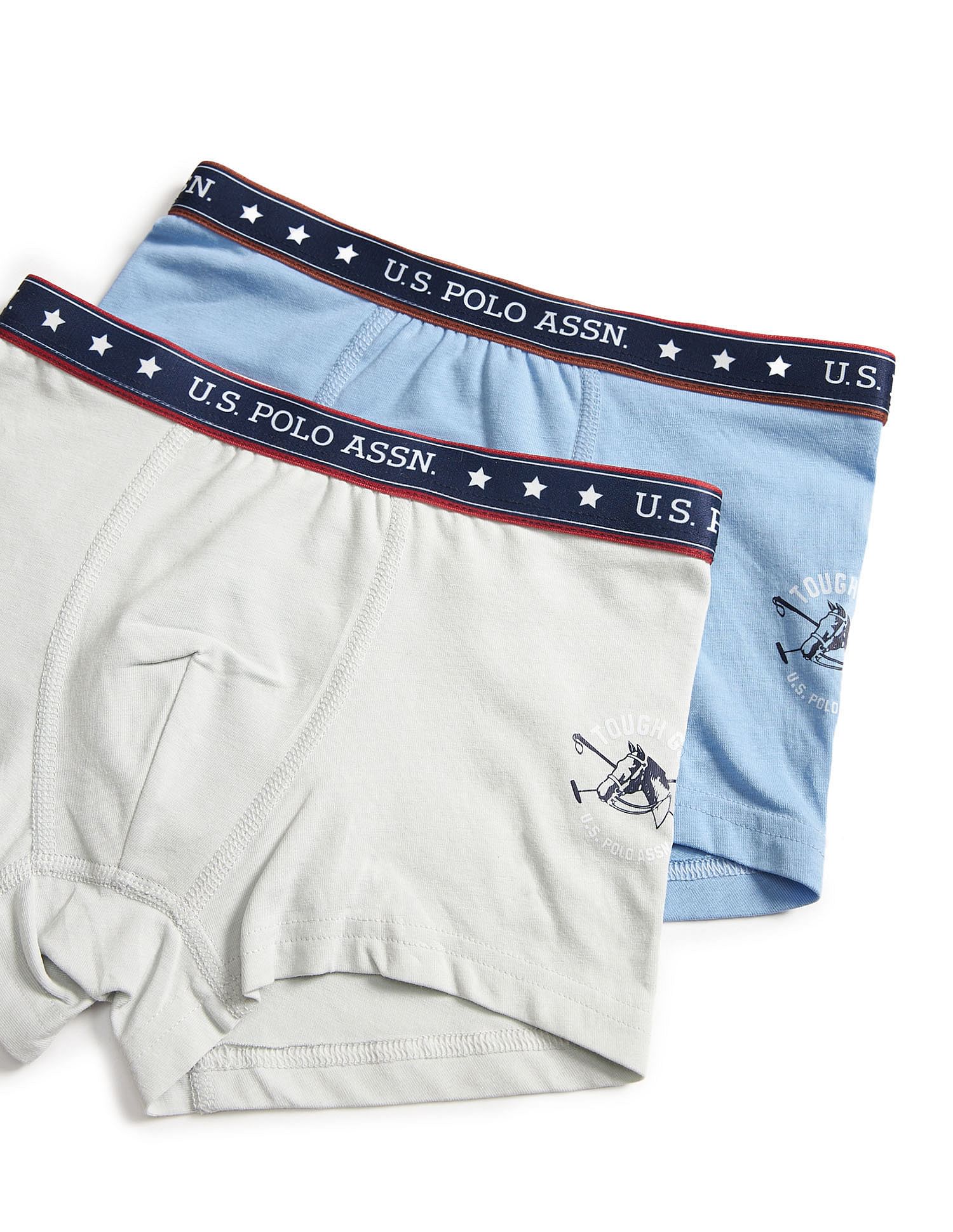USPA Innerwear Boys Solid Cotton Spandex EKT03 Trunks - Pack Of 2