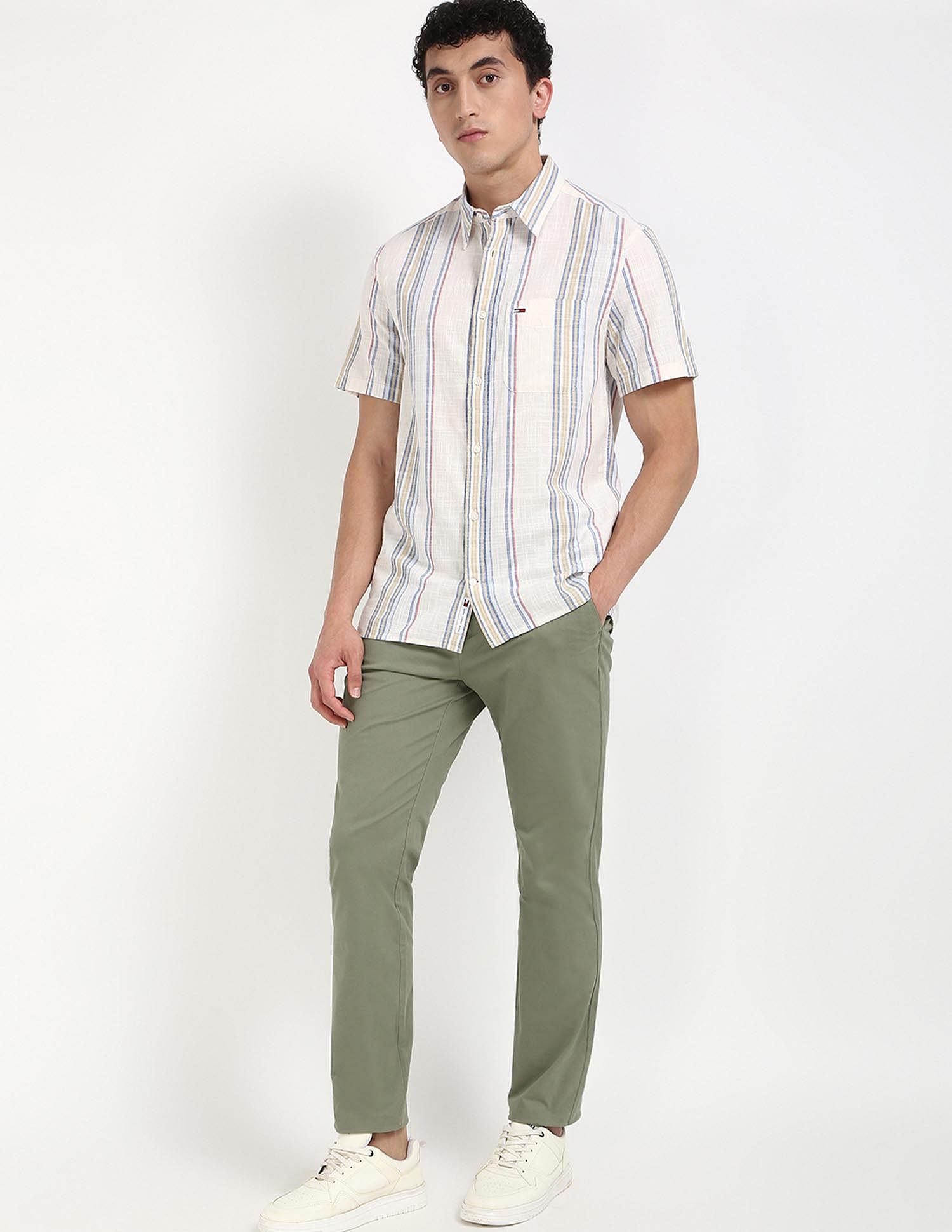 Tommy Hilfiger Kids Crisp White Vertical-Striped Shirt
