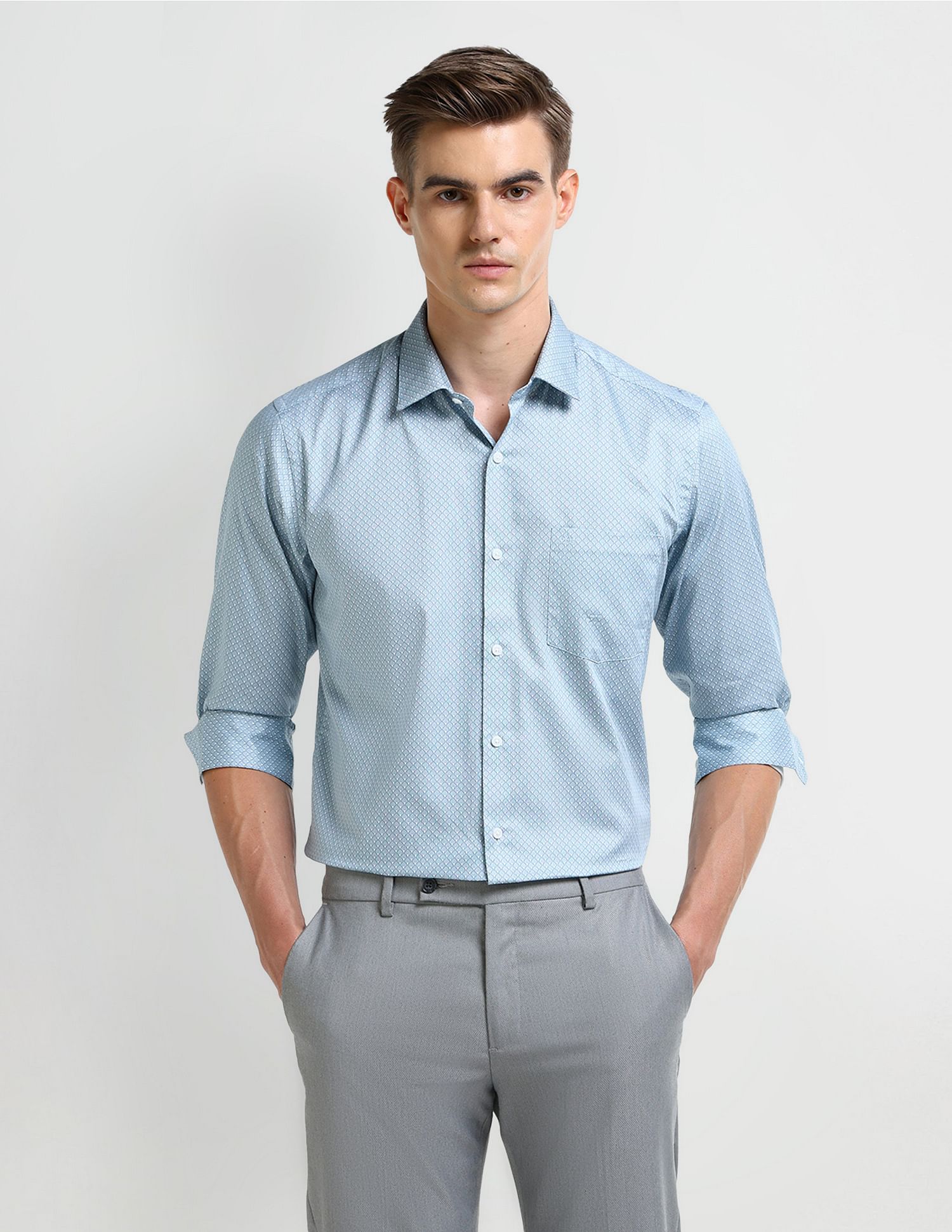 Arrow Geometric Print Satin Shirt