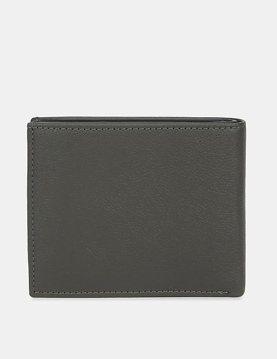 Calvin Klein Men Dark Olive Bi-Fold Textured Leather Wallet