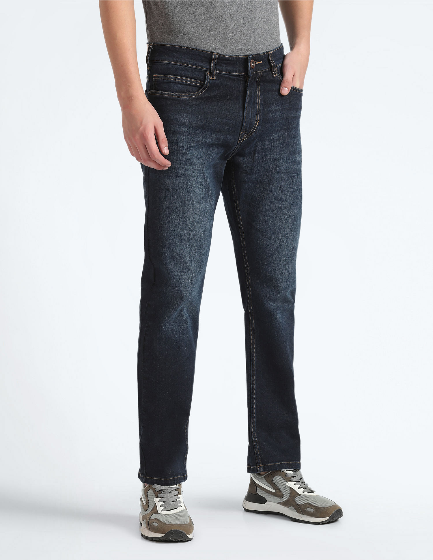 Flying Machine Dark Wash F-Jango Straight Fit Jeans