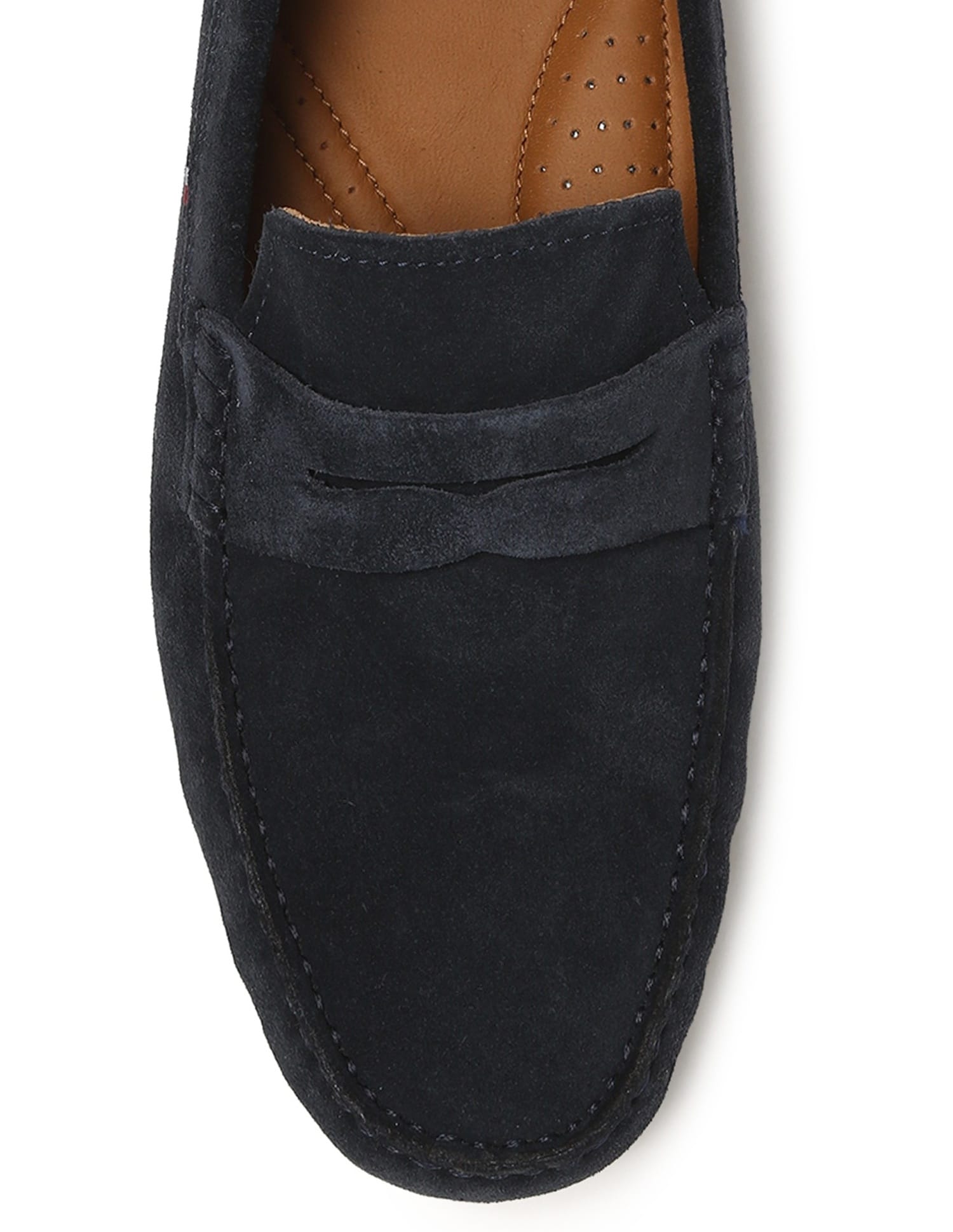 Buy Tommy Hilfiger Solid Blue Leather Loafers