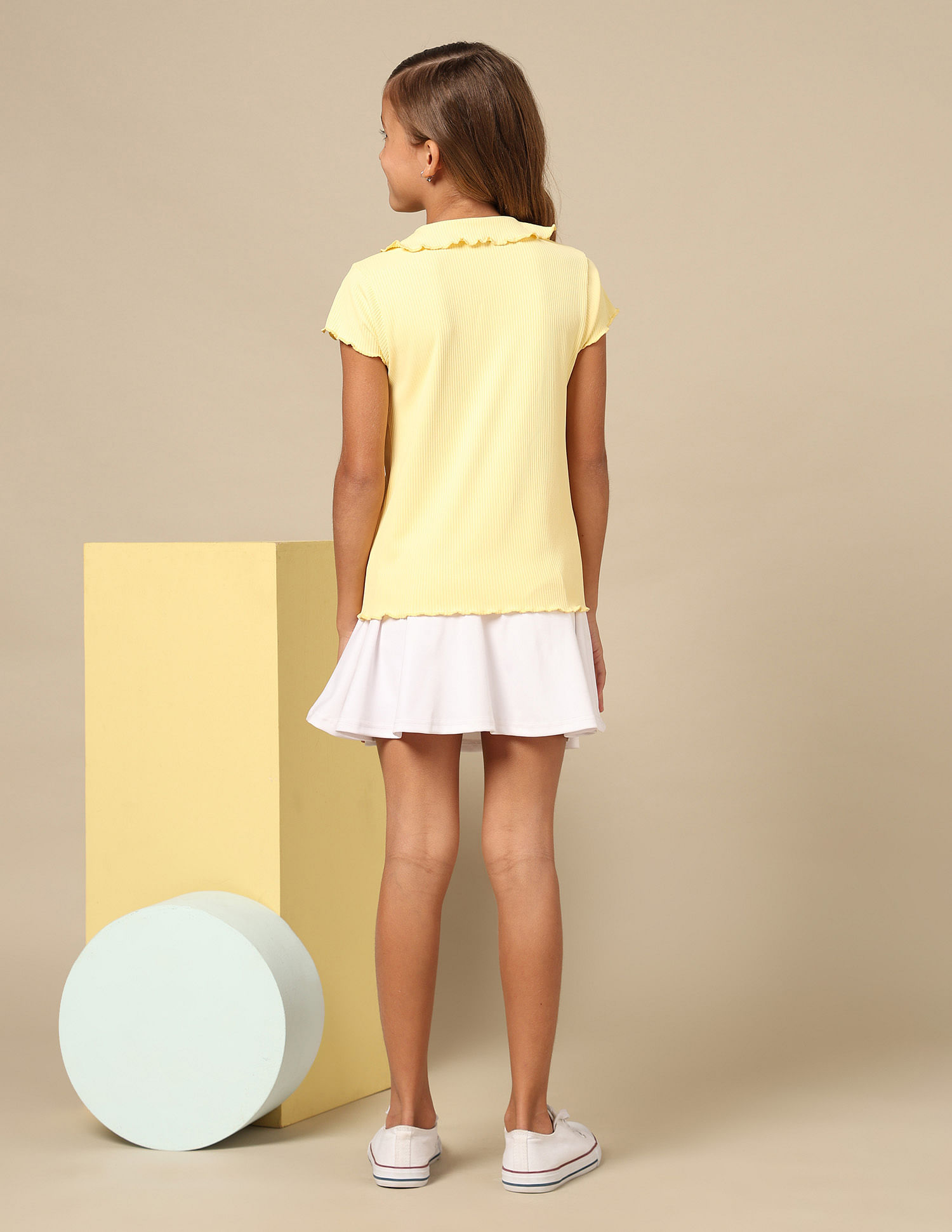 U.S. Polo Assn. Kids Girls Relaxed Fit Lettuce Edge T-Shirt