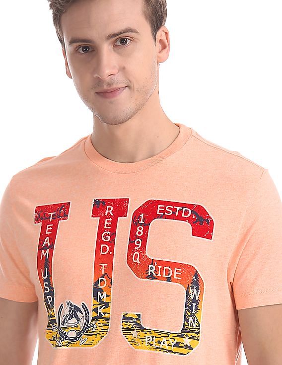 U.S. Polo Assn. Denim Co. Orange Brand Print Crew Neck T-Shirt