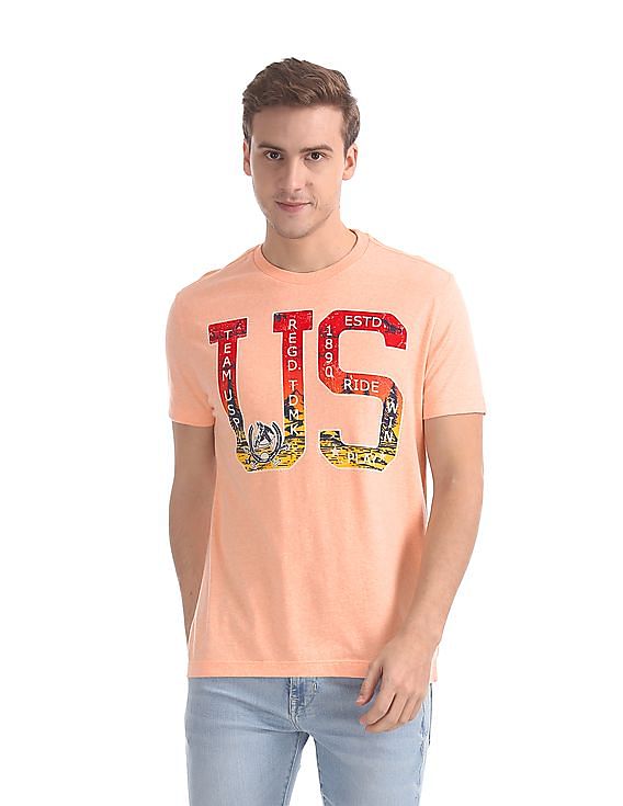 U.S. Polo Assn. Denim Co. Orange Brand Print Crew Neck T-Shirt