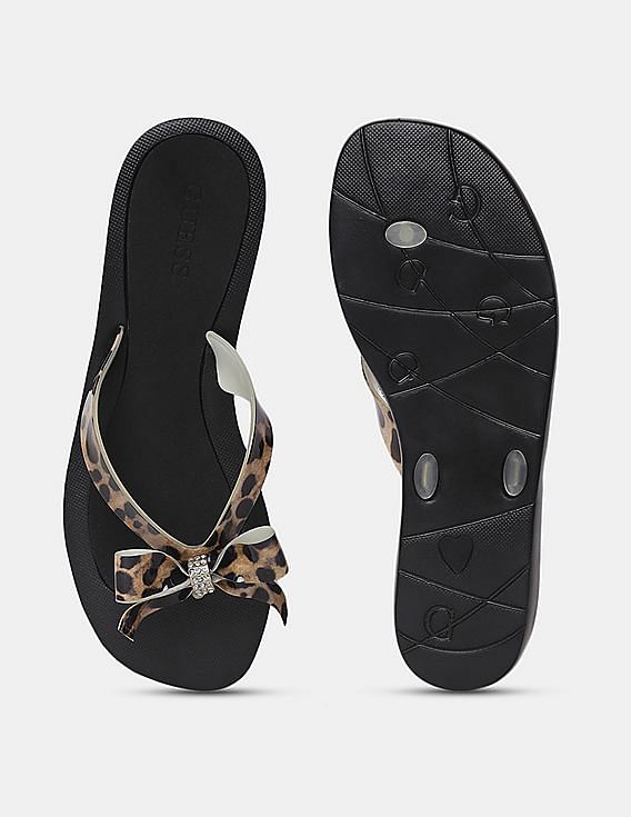 Buy GUESS Women Brown And Black Bow Tutu Flip Flops NNNOW