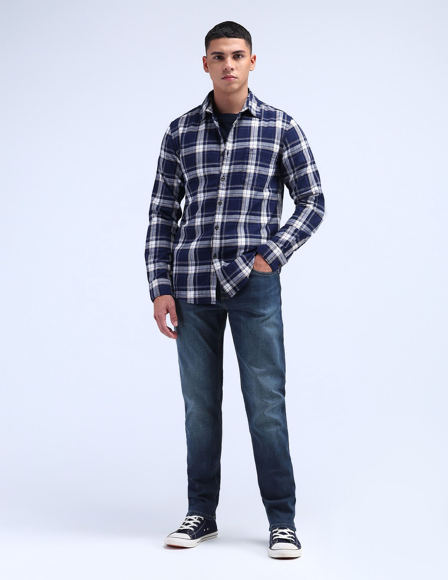 Flying Machine Slash Slim Tapered Washed Jeans