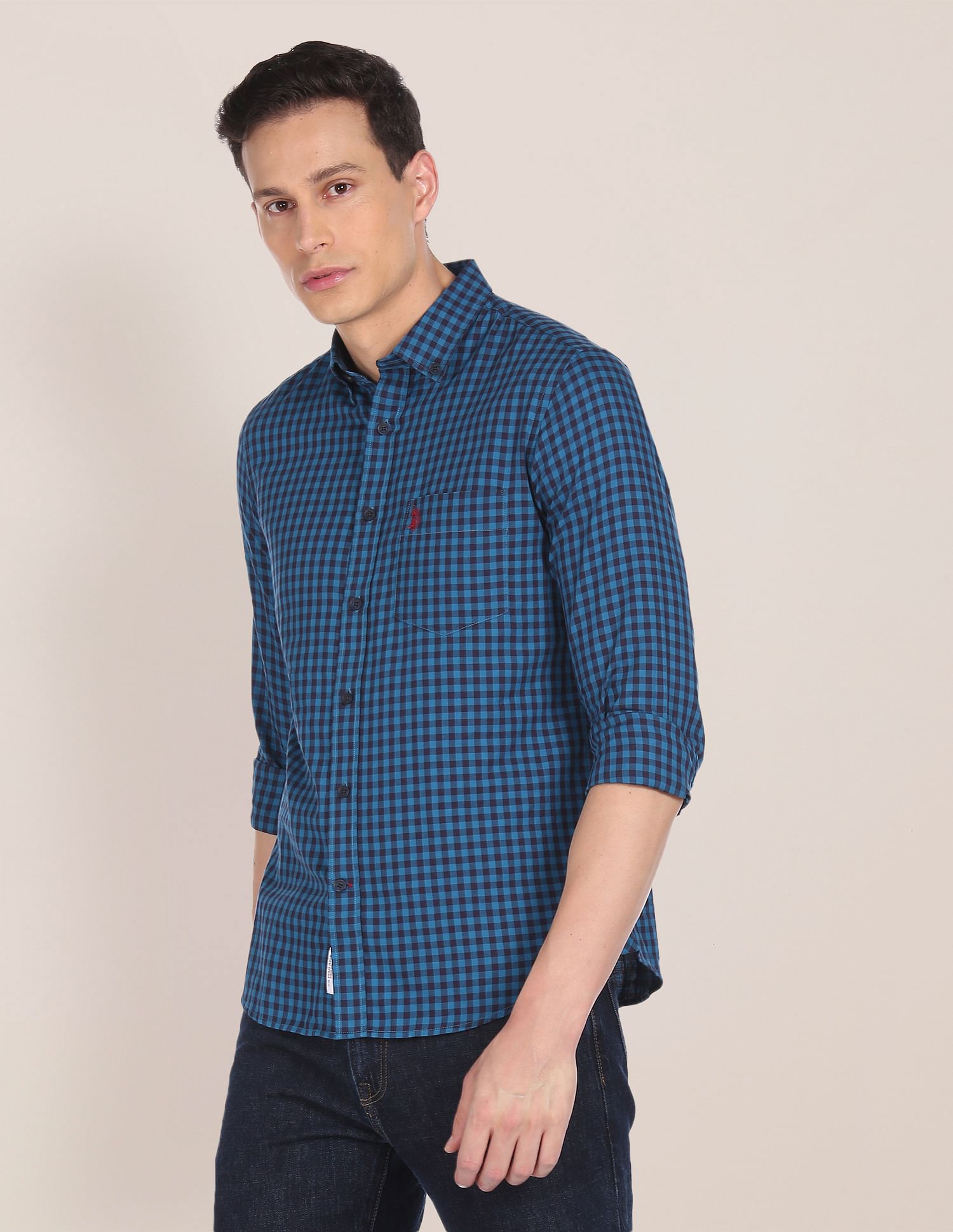 U.S. Polo Assn. Button Down Collar Cotton Check Casual Shirt