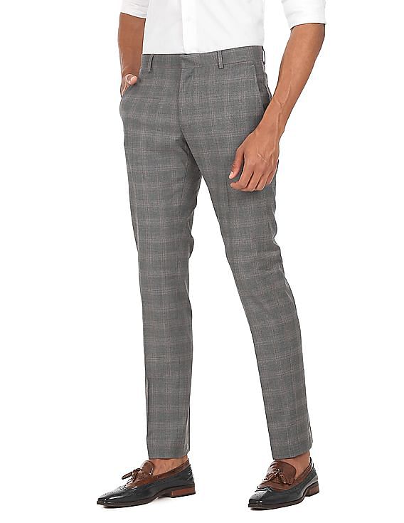 Buy Men Blue Slim Fit Check Casual Trousers Online  756278  Allen Solly
