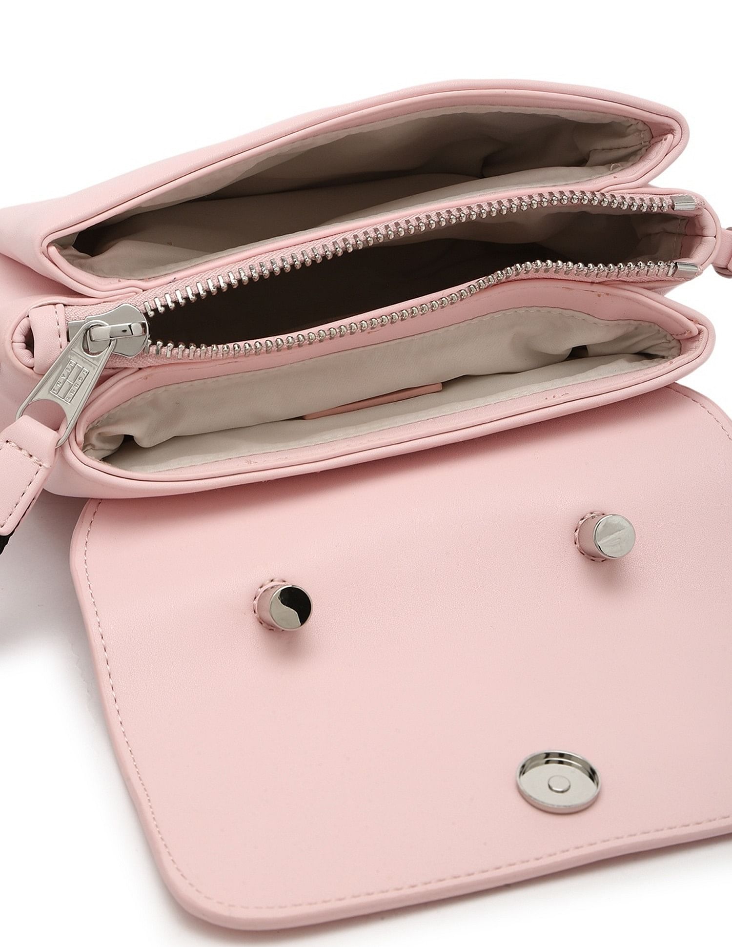 Tommy Hilfiger Solid Pink Pu Sling Bag