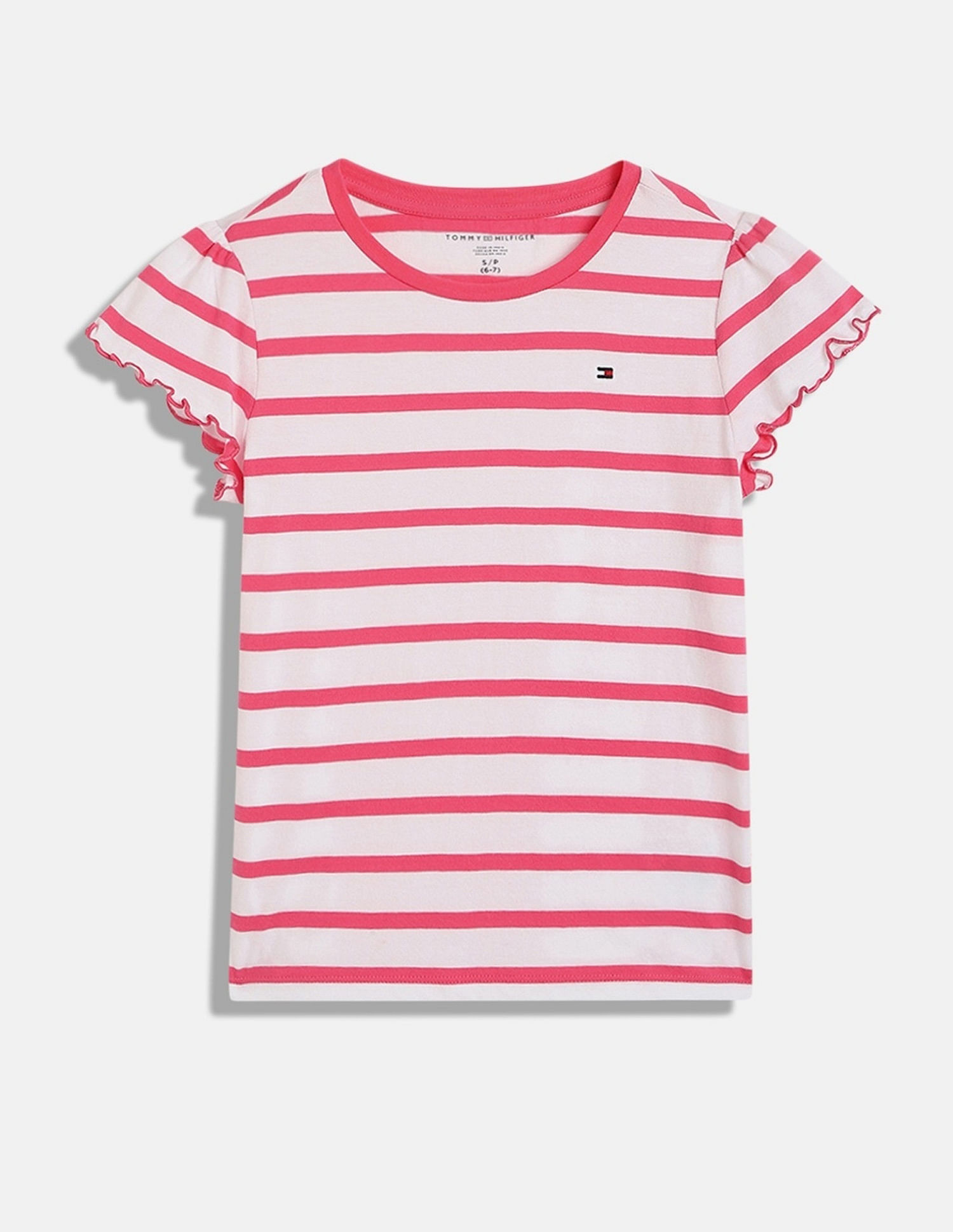 Tommy Hilfiger Girls Pink Horizontal Striped T-Shirt