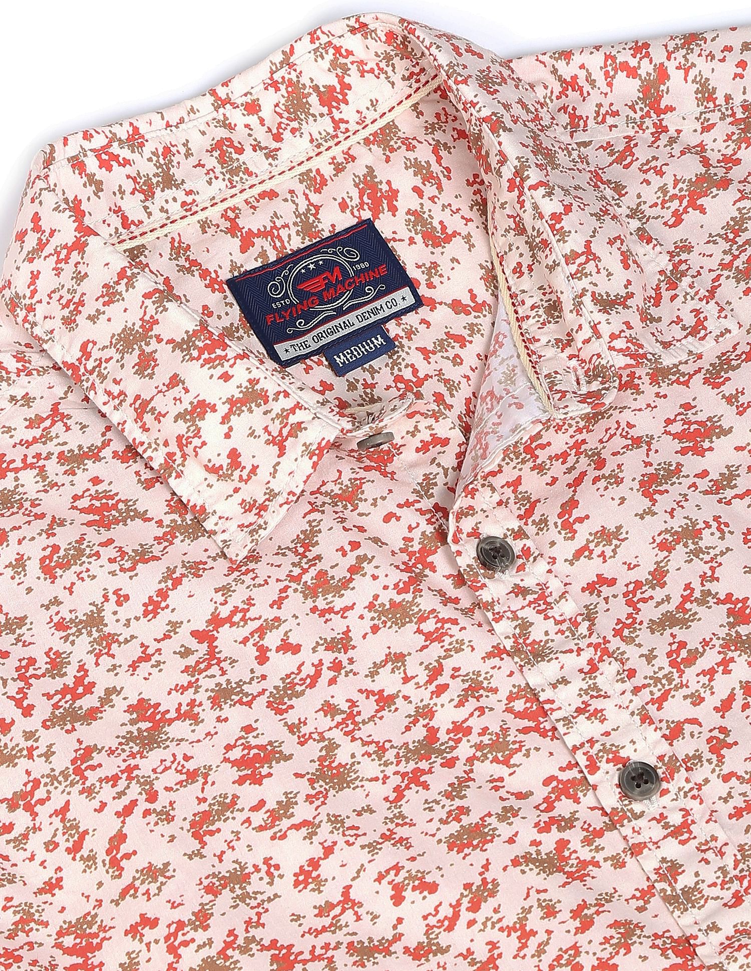 Flying Machine Abstract Print Cotton Shirt