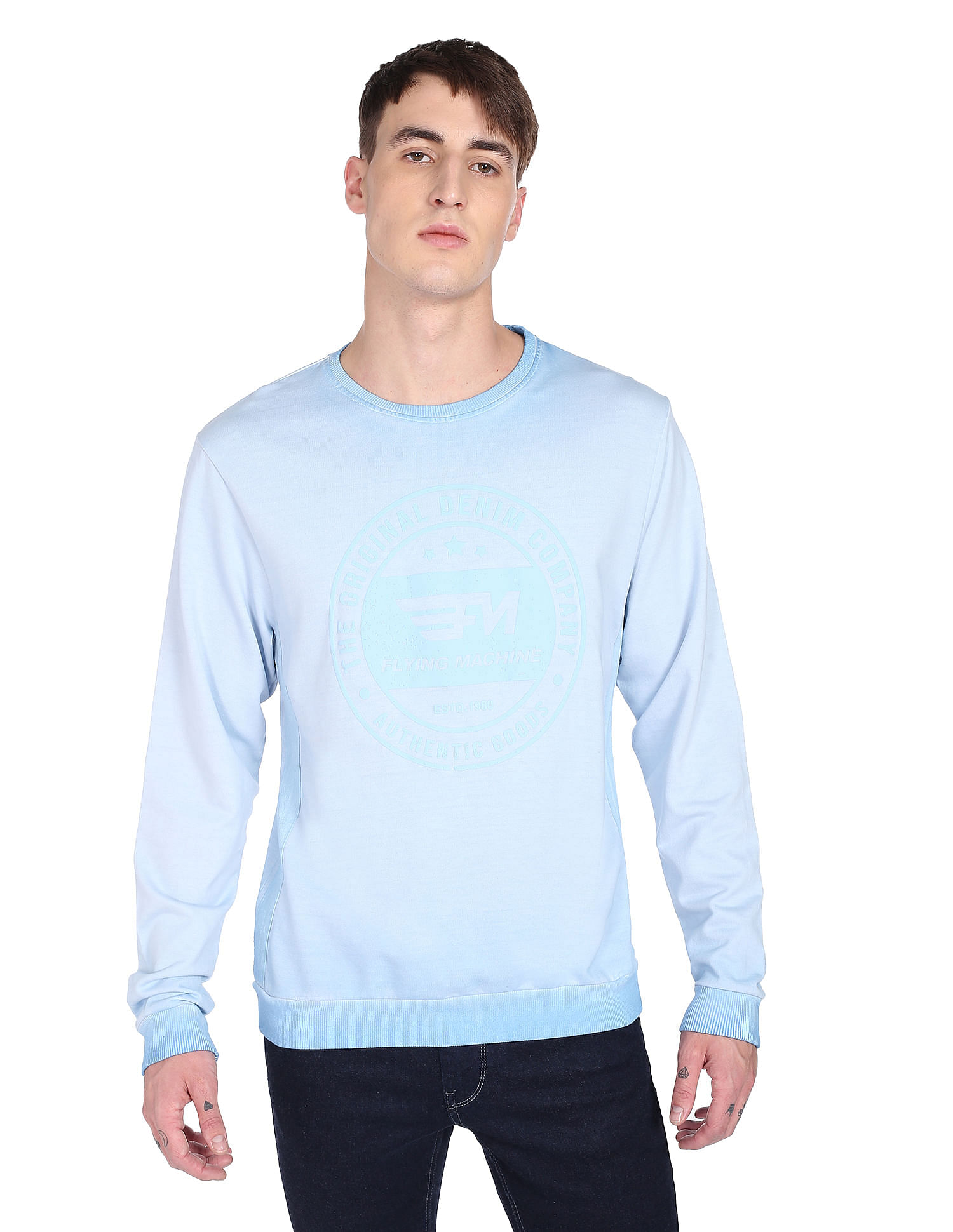 Flying Machine Crew Neck Printed Sweatshirt
