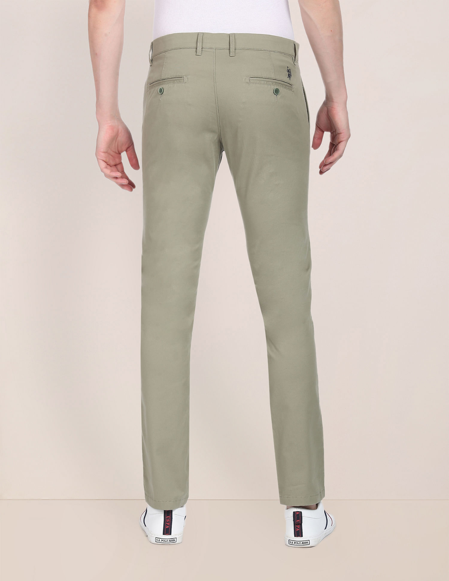 Buy U.S. Polo Assn. Solid Cotton Lycra Trousers - NNNOW.com