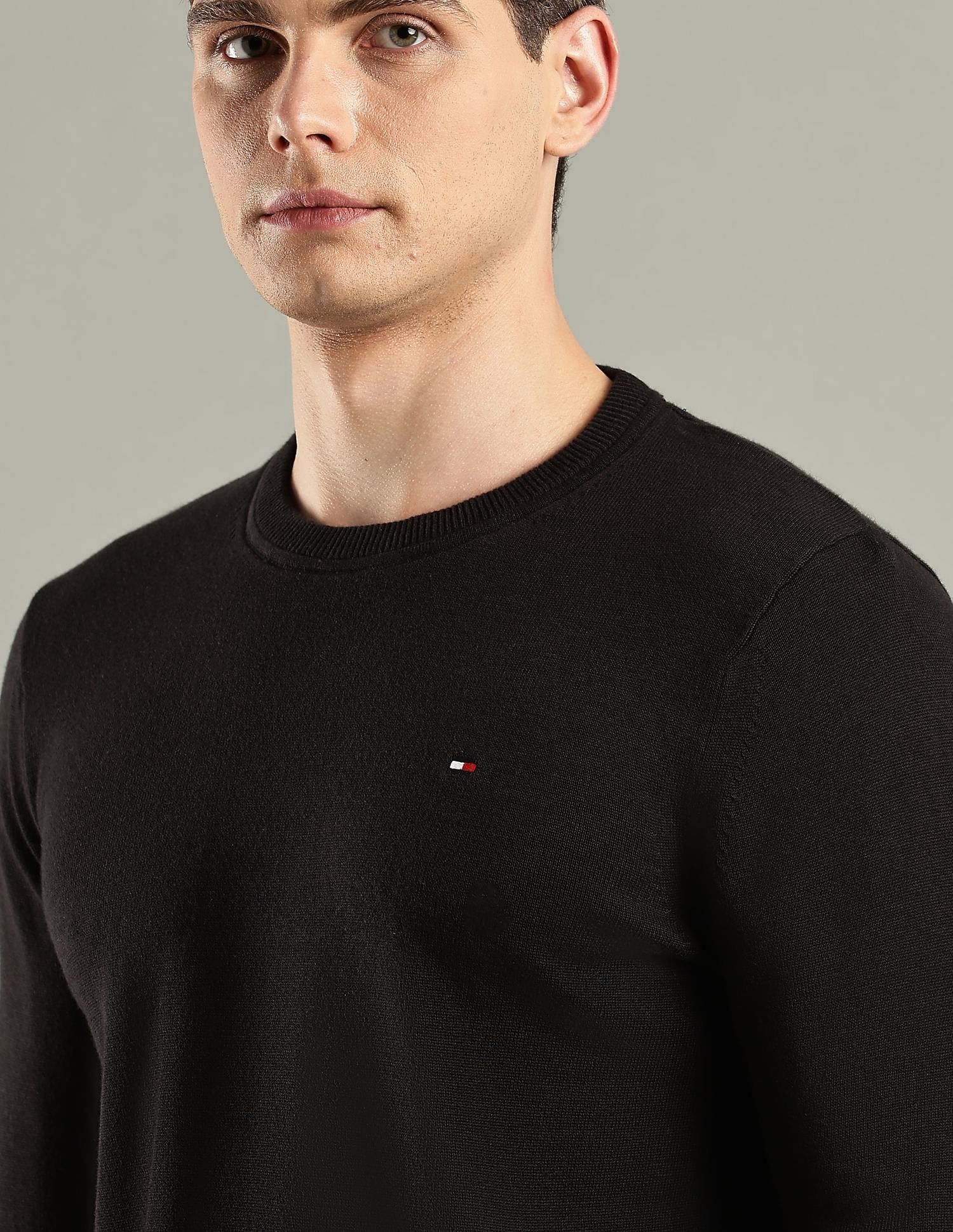 Tommy Hilfiger Solid Regular-Fit Cotton Sweater