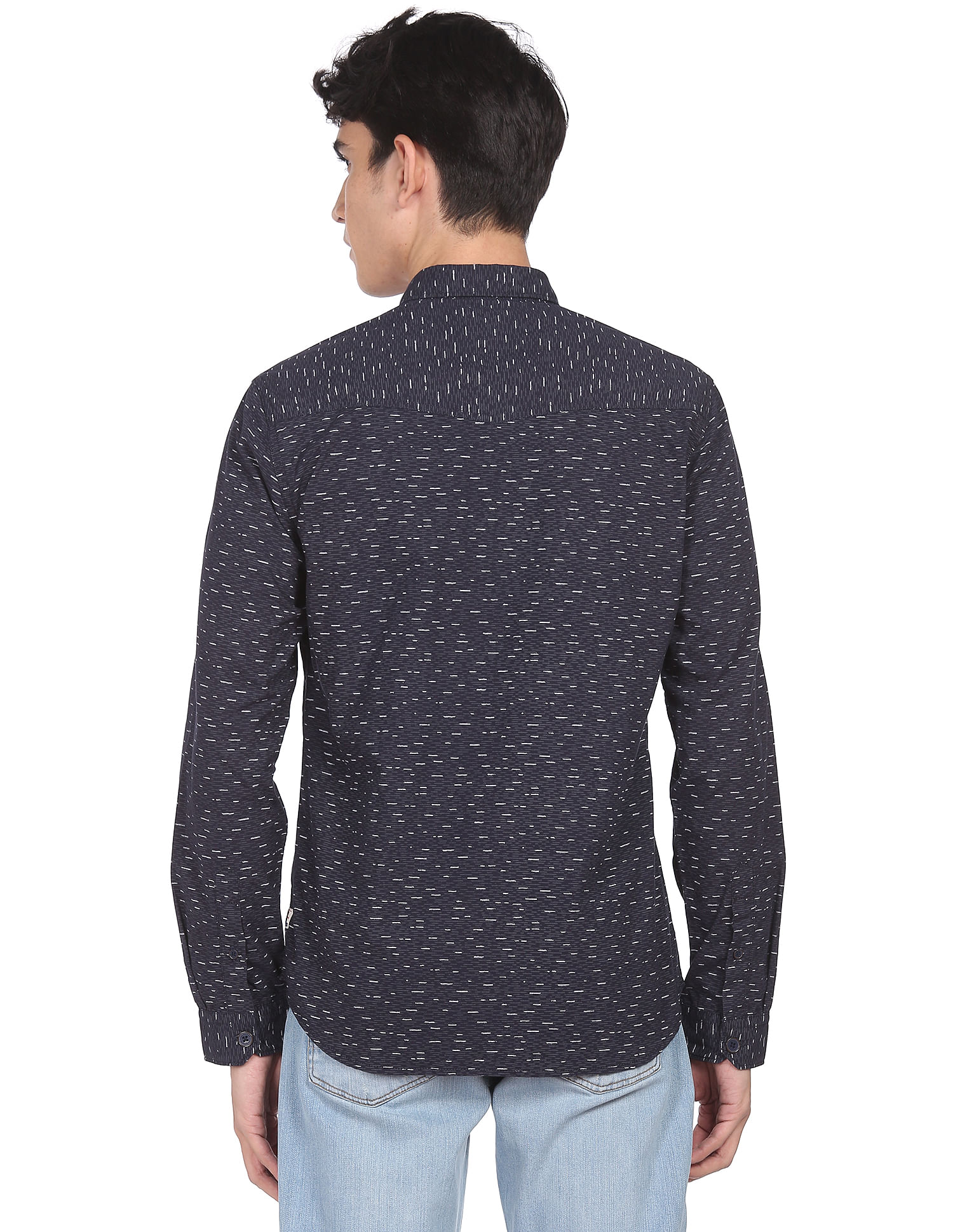 Flying Machine Spread Collar Abstract Print Shirt