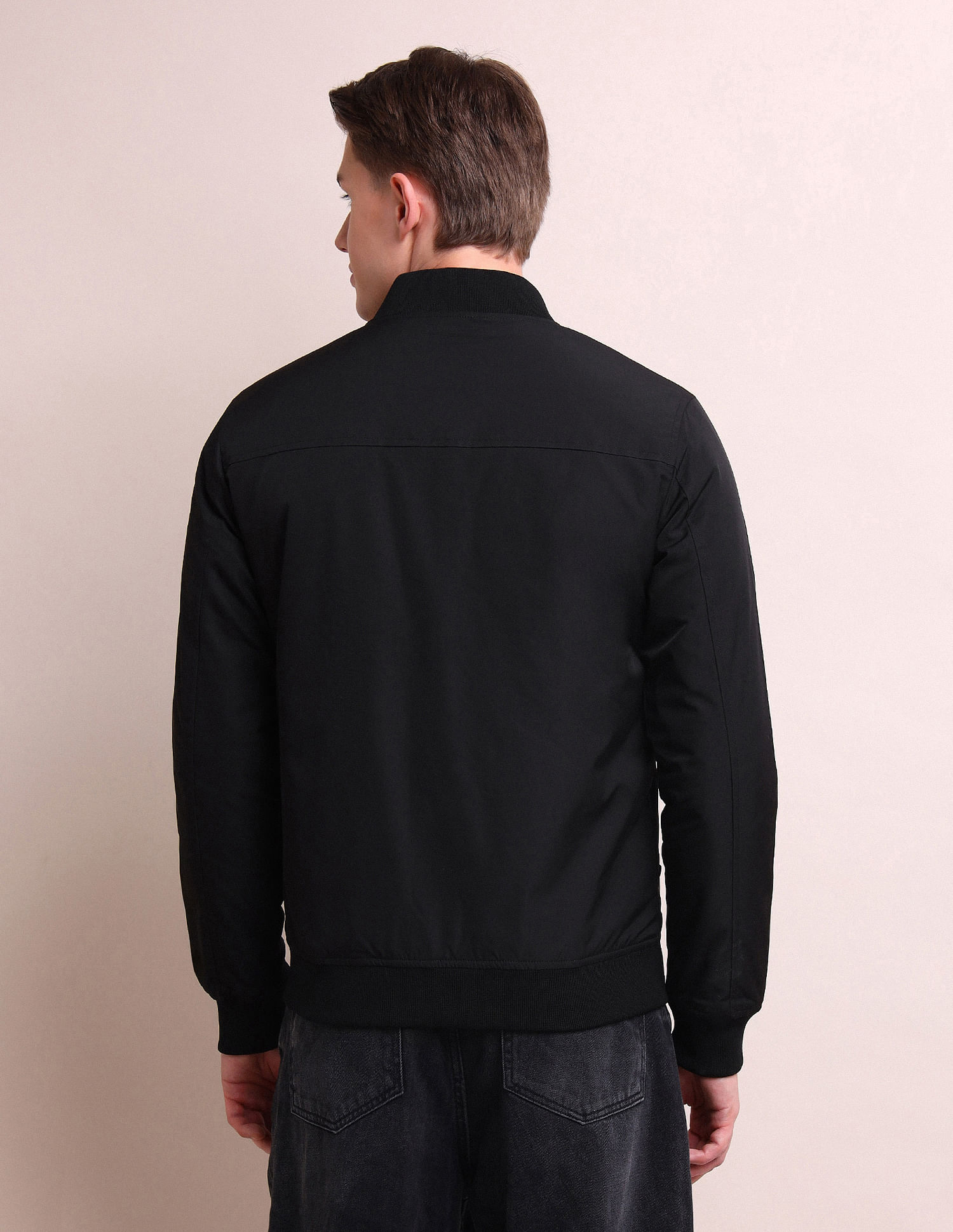 Arrow Newyork Stand Neck Solid Bomber Jacket