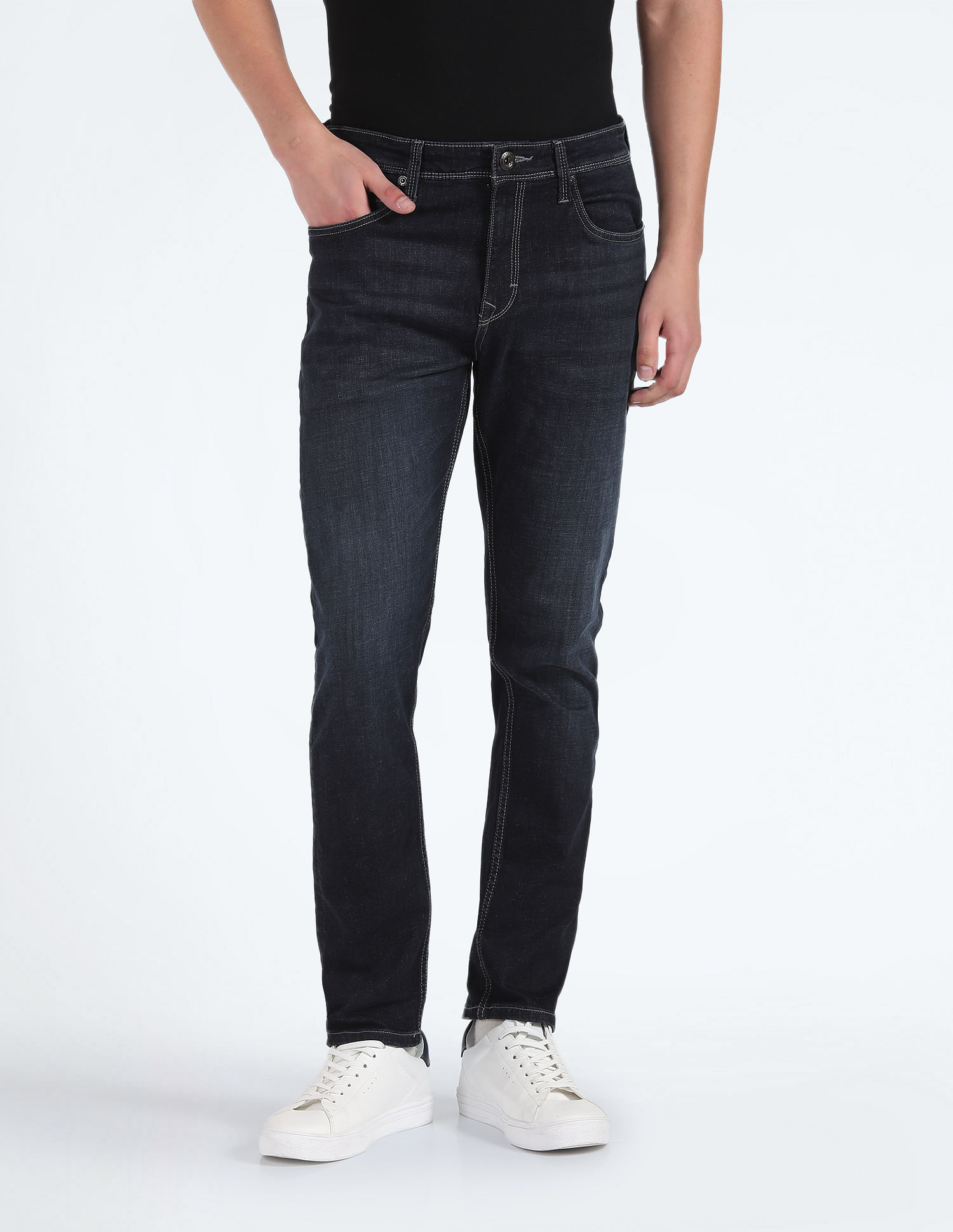 Flying Machine Slash Slim Tapered Fit Jeans