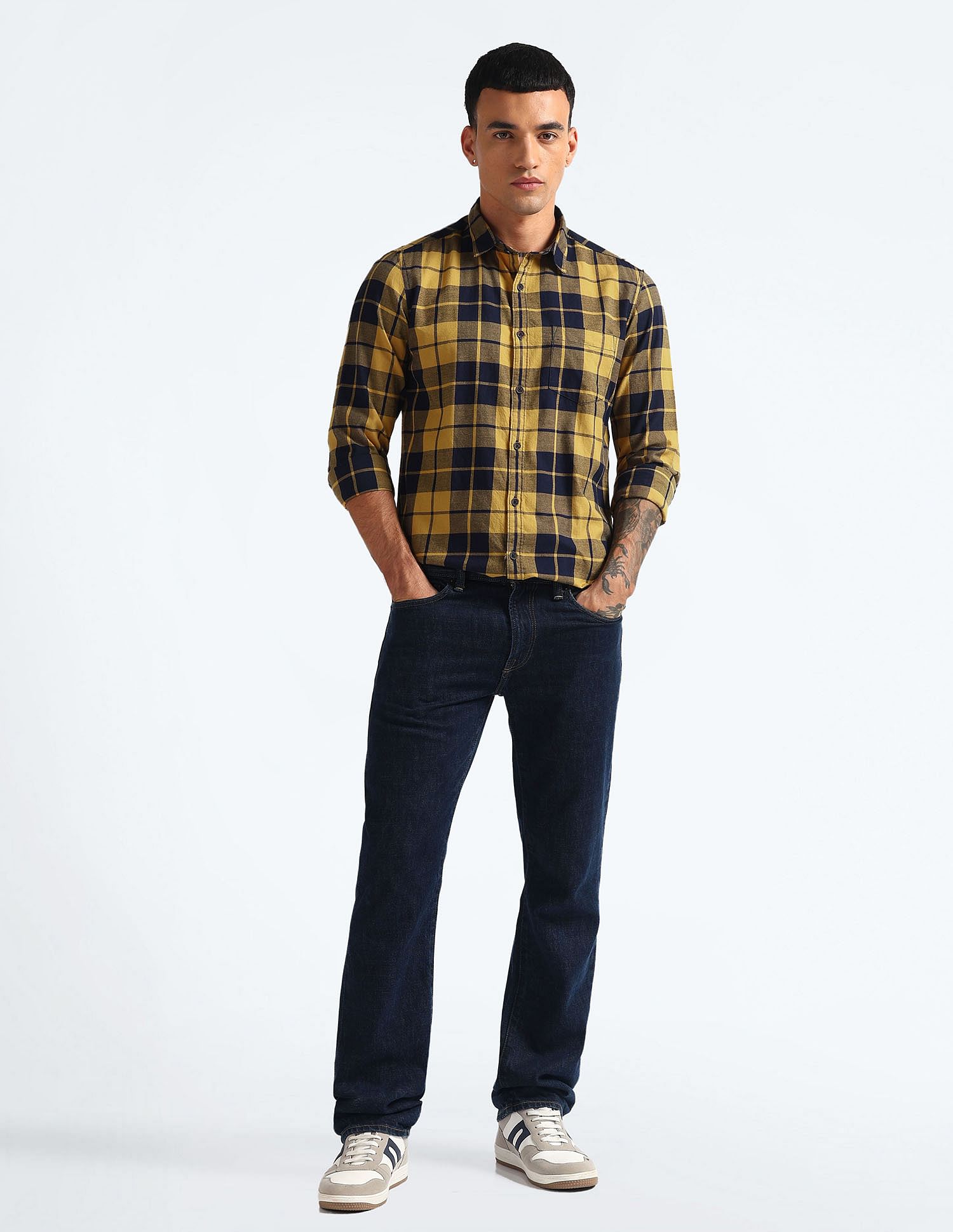 Flying Machine Plaid Check Pure Cotton Shirt