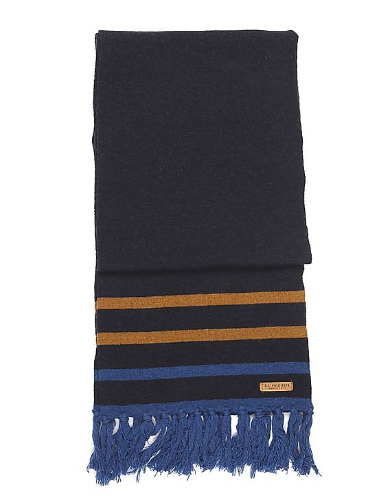 U.S. Polo Assn. Contrast Stripe Tassel Hem Muffler