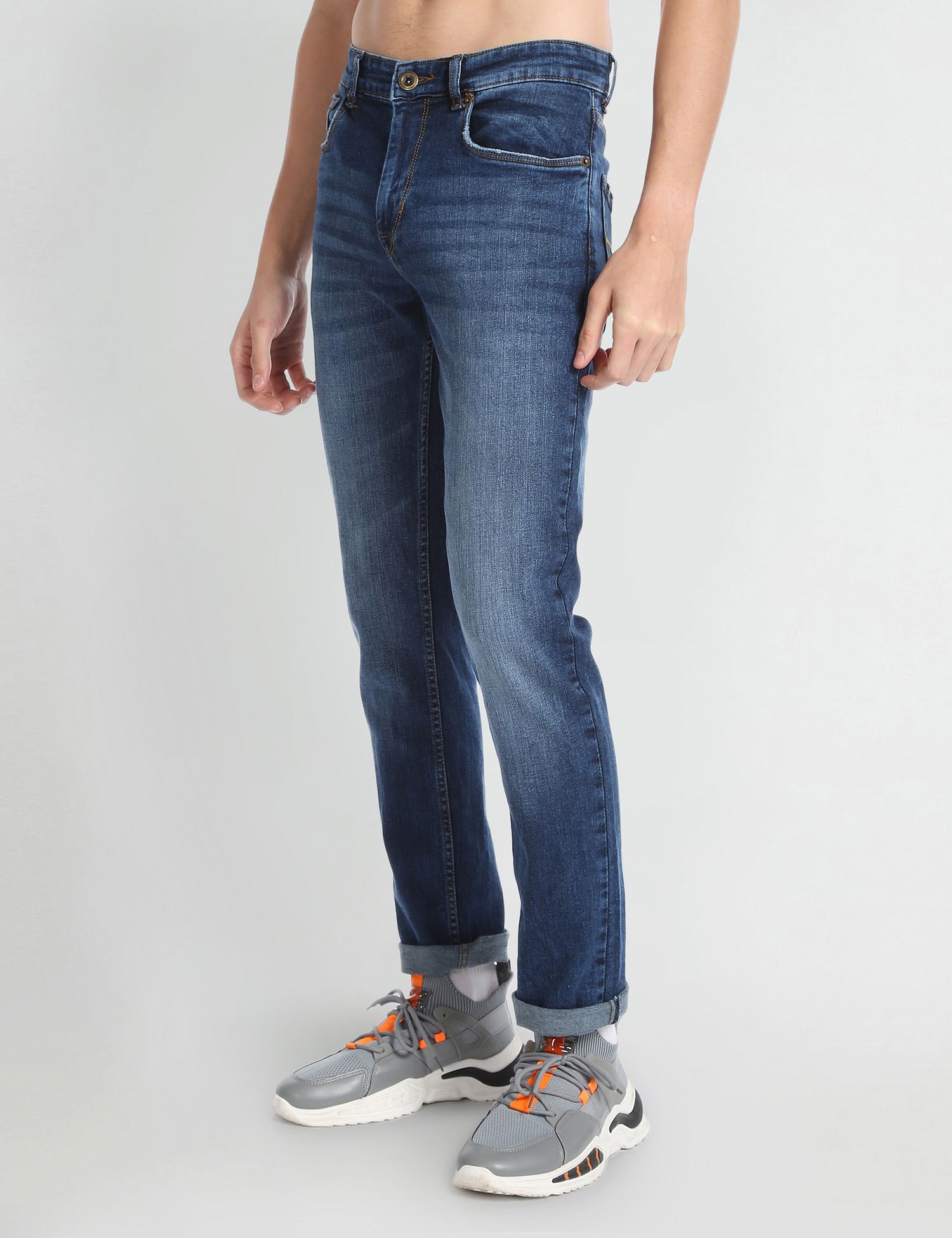 Flying Machine Freddie Slim Straight Fit Mid Rise Jeans