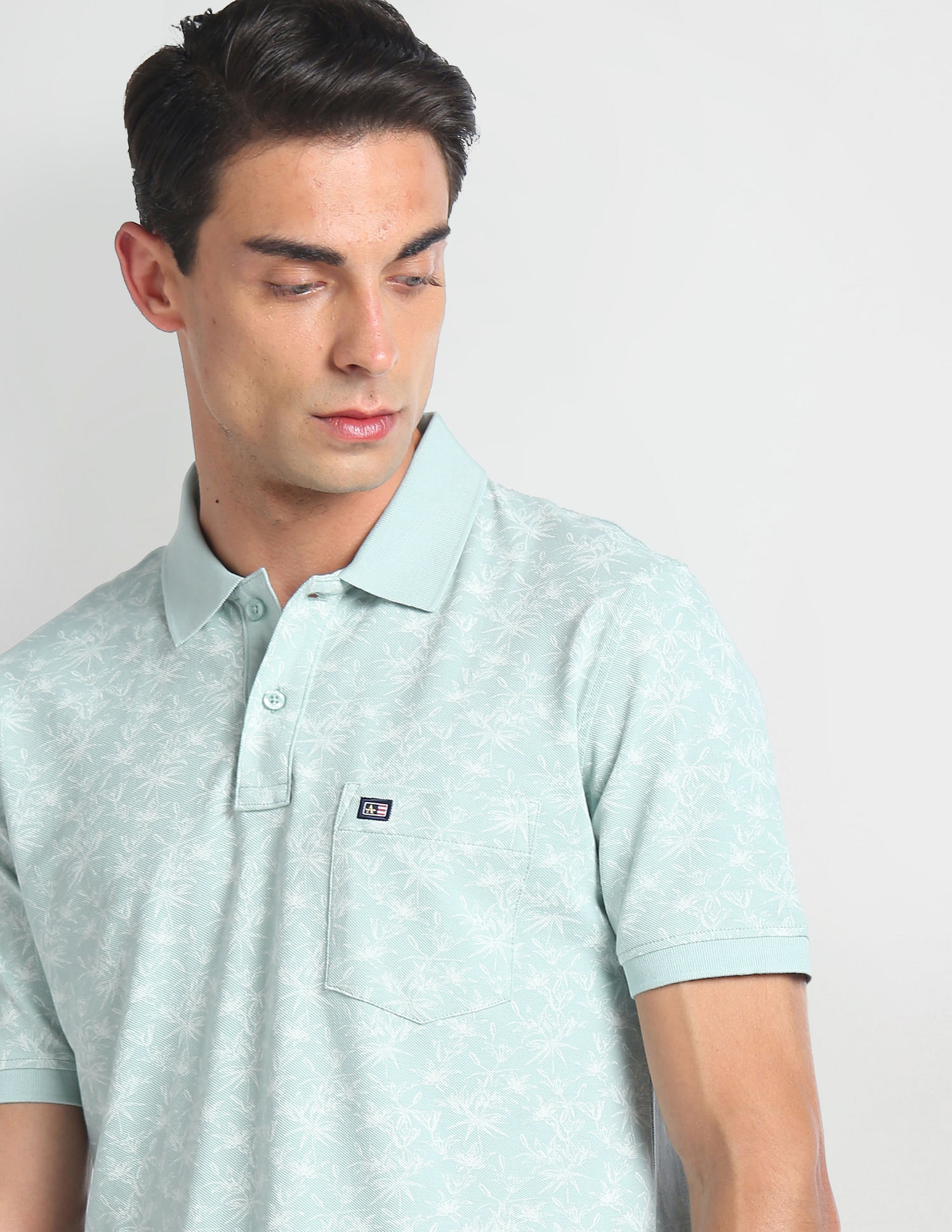 Arrow Sports Tropical Print Cotton Polo Shirt