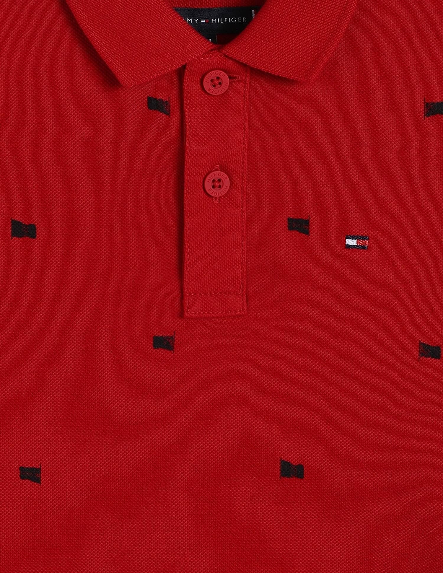 Tommy Hilfiger Kids Boys Printed Regular-Fit Cotton Polo T-Shirt